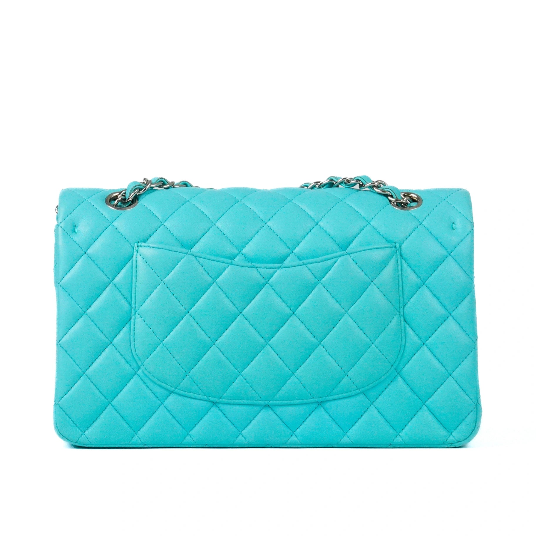 Chanel Timeless Classic in Turquoise Lambskin Leather SHW
