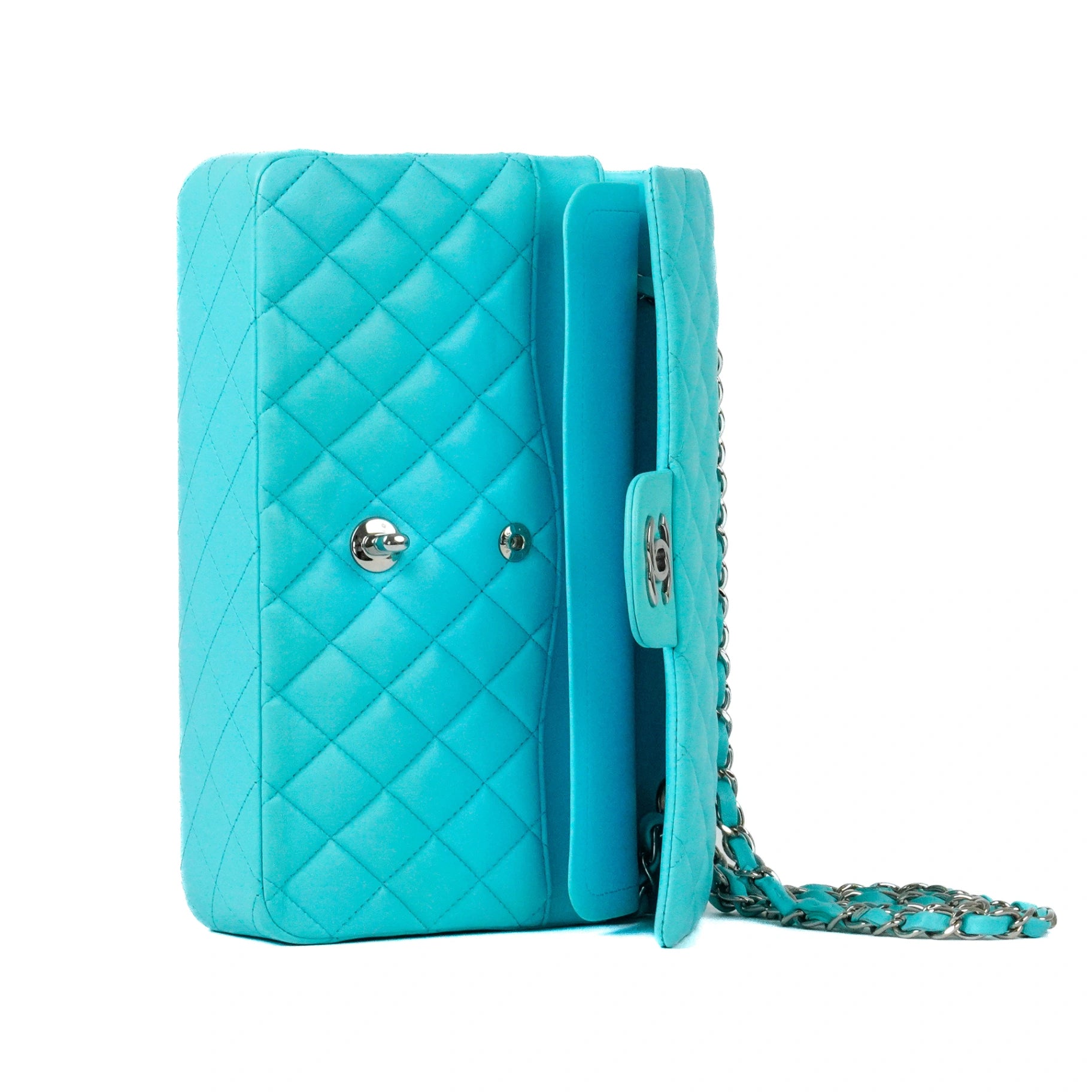 Chanel Timeless Classic in Turquoise Lambskin Leather SHW