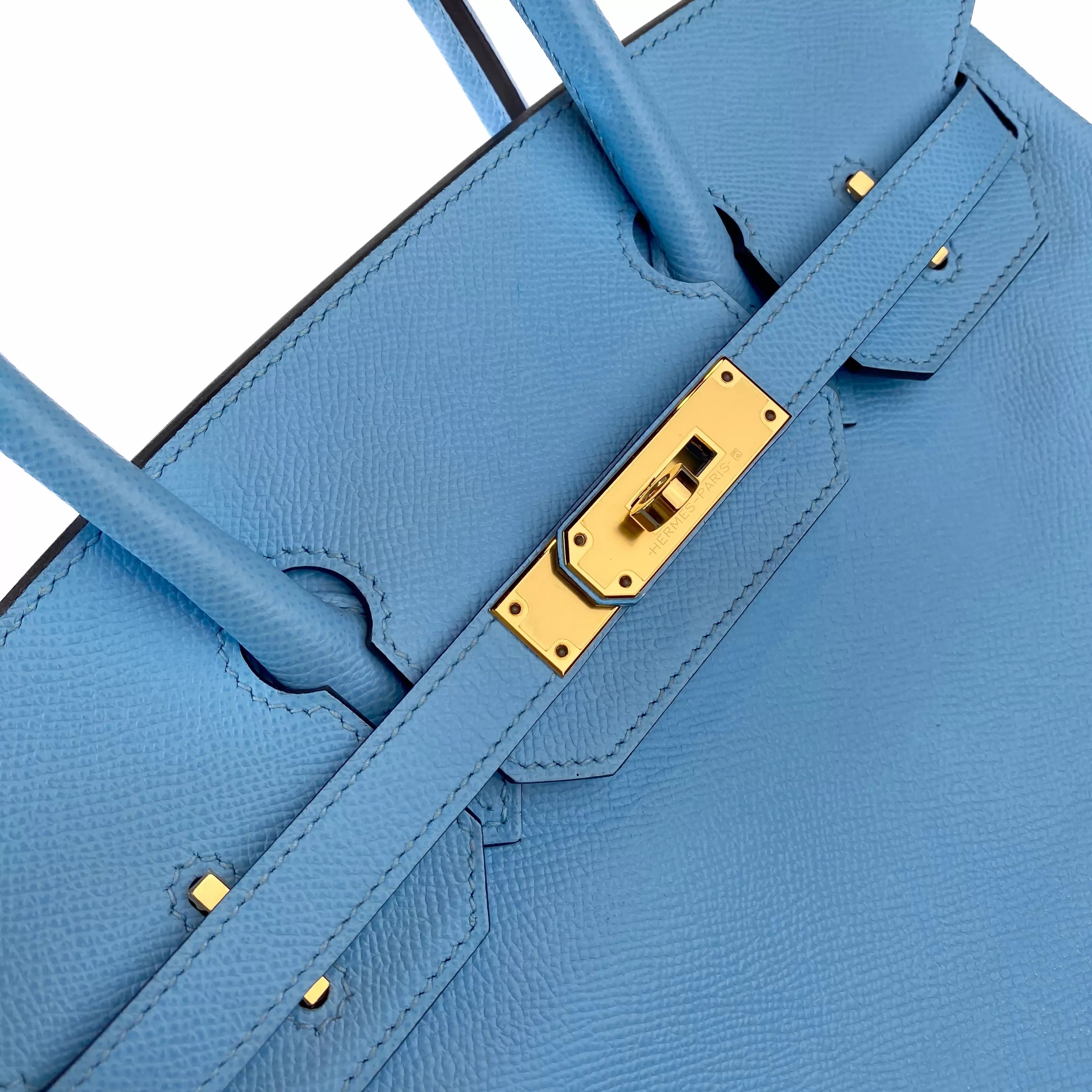 Hermès Birkin 30 in Blue Zanzibar Togo Leather with Gold Hardware Detail