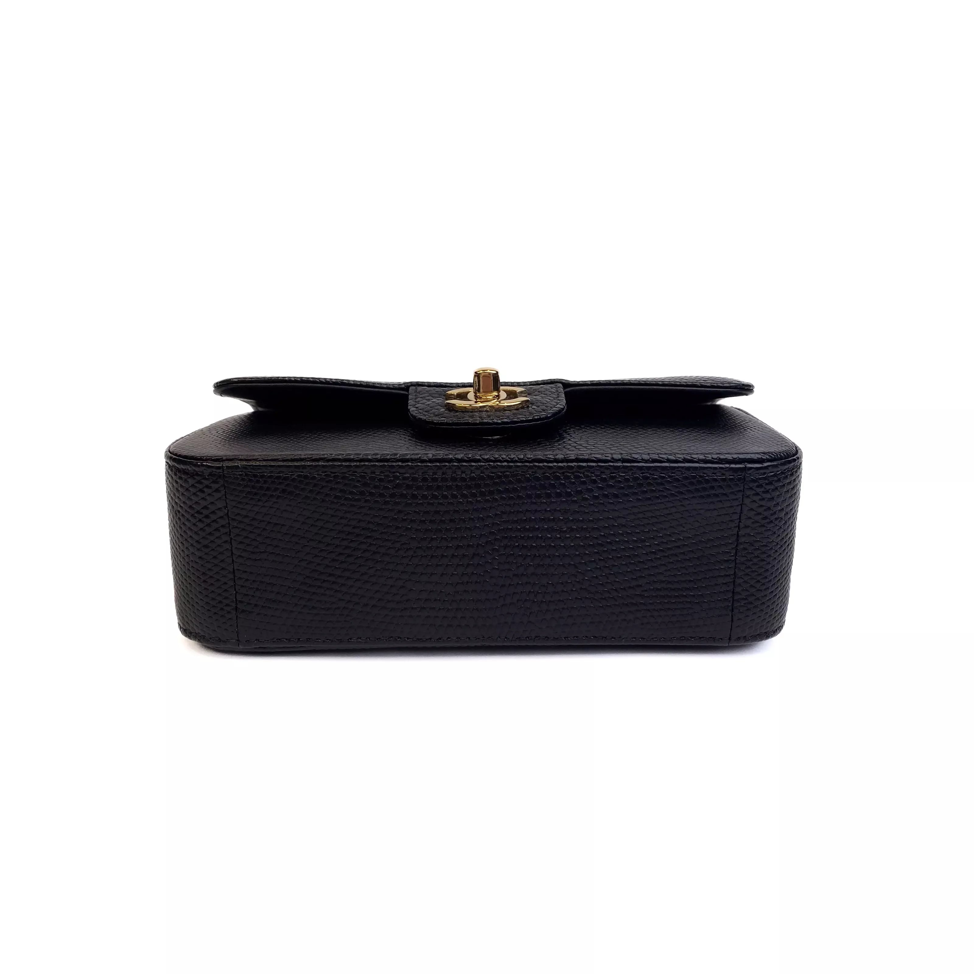 CHANEL Lagoon Blue Shiny Alligator Classic Mini Flap Bag with Gold Hardware Bottom