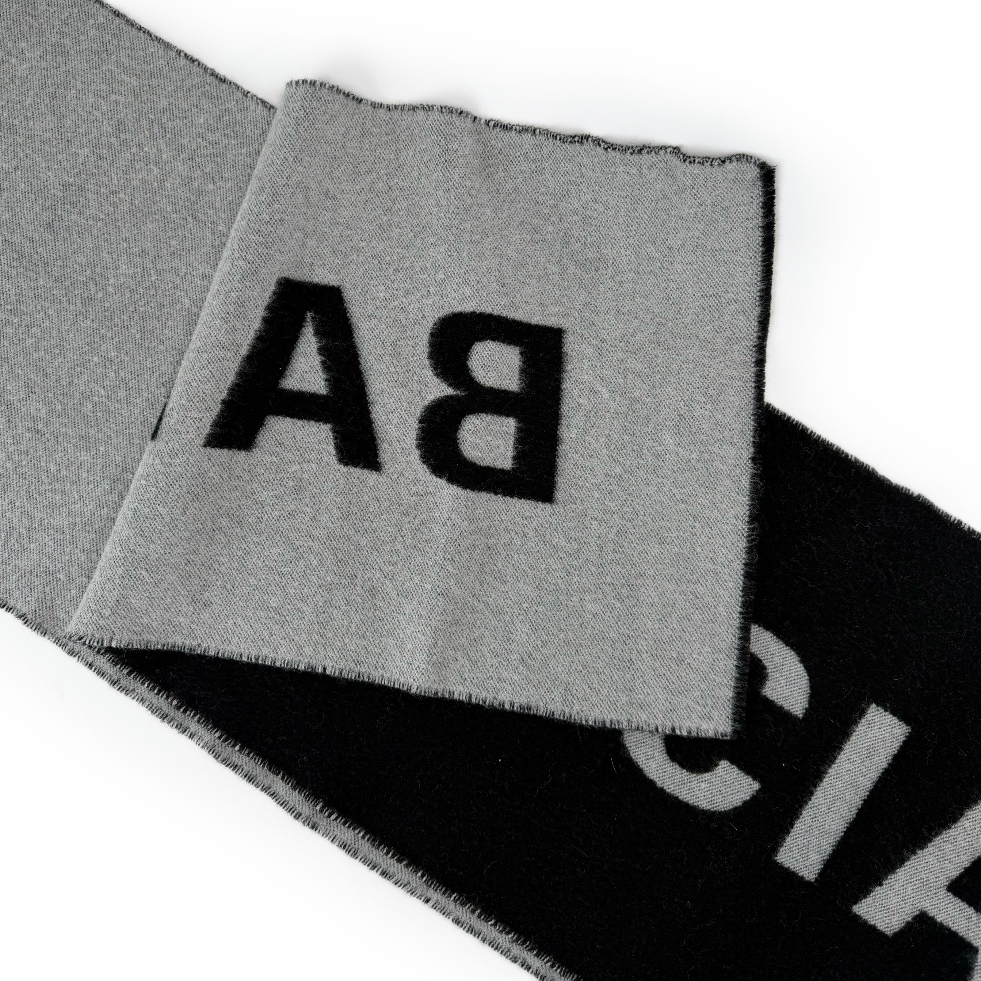 Balenciaga Black Wool Logo Scarf