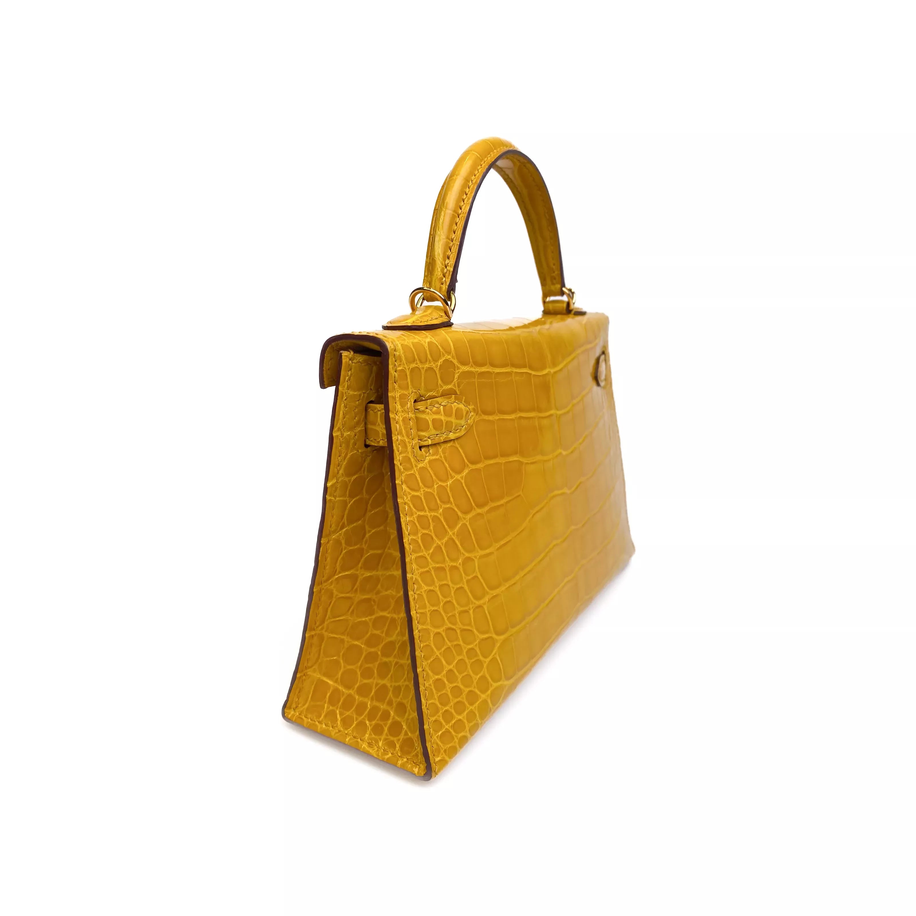 Hermes Kelly 20 Sellier Shiny Niloticus Croco Jaune D’Or GHW 7