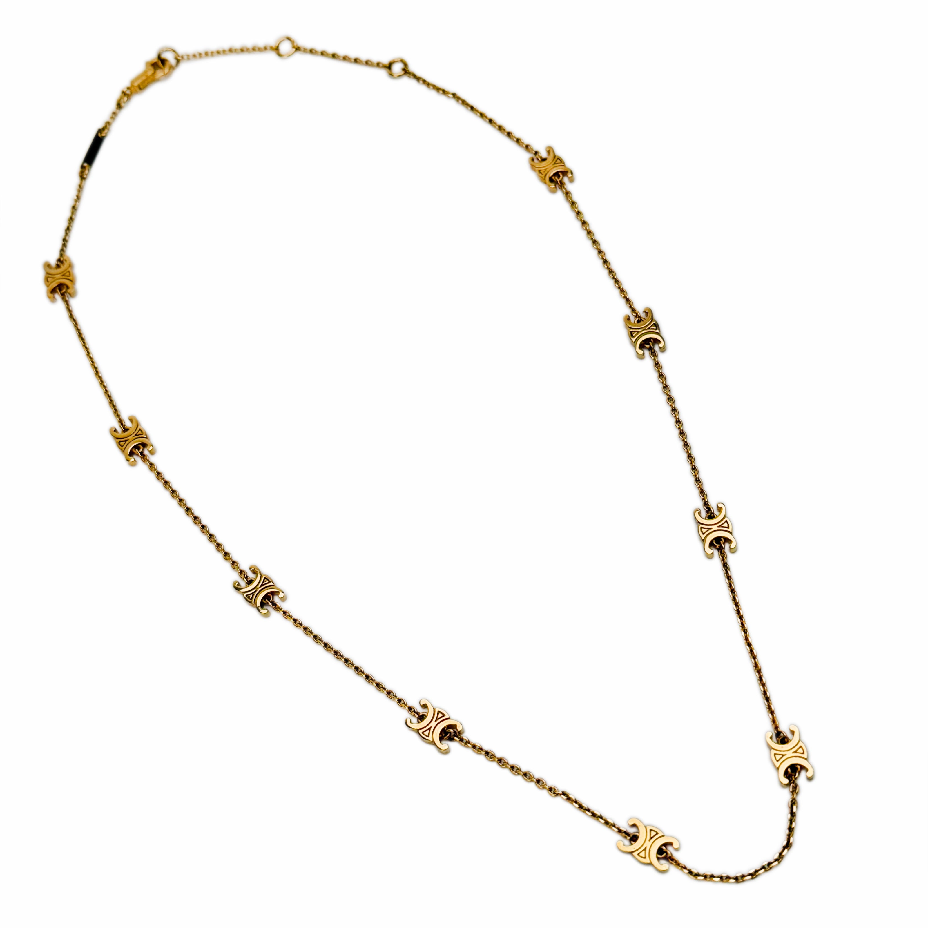 Celine Mini Triomphe Necklace In Brass with Gold Finish