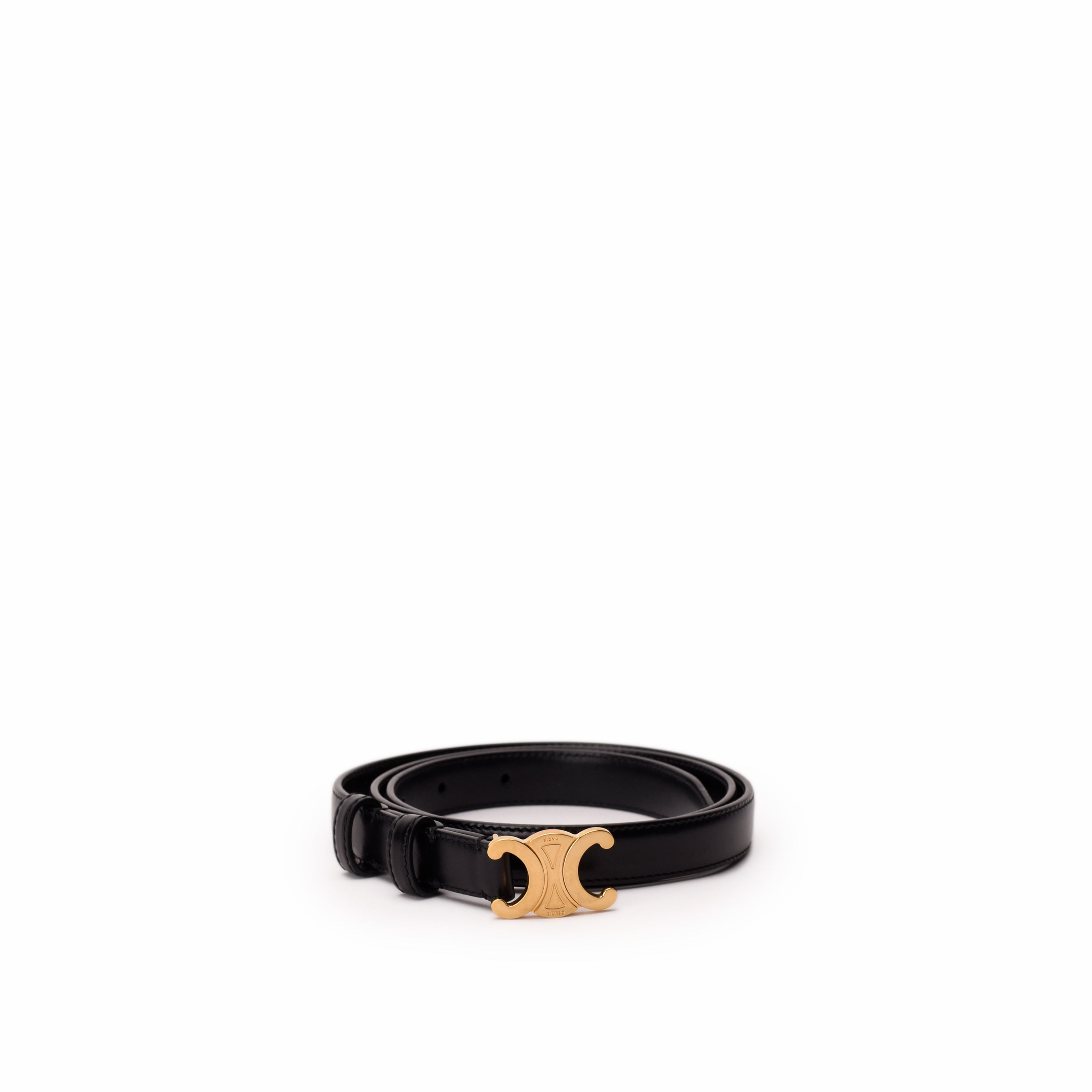 Celine Small Triomphe Belt in Black Smooth Calfskin
