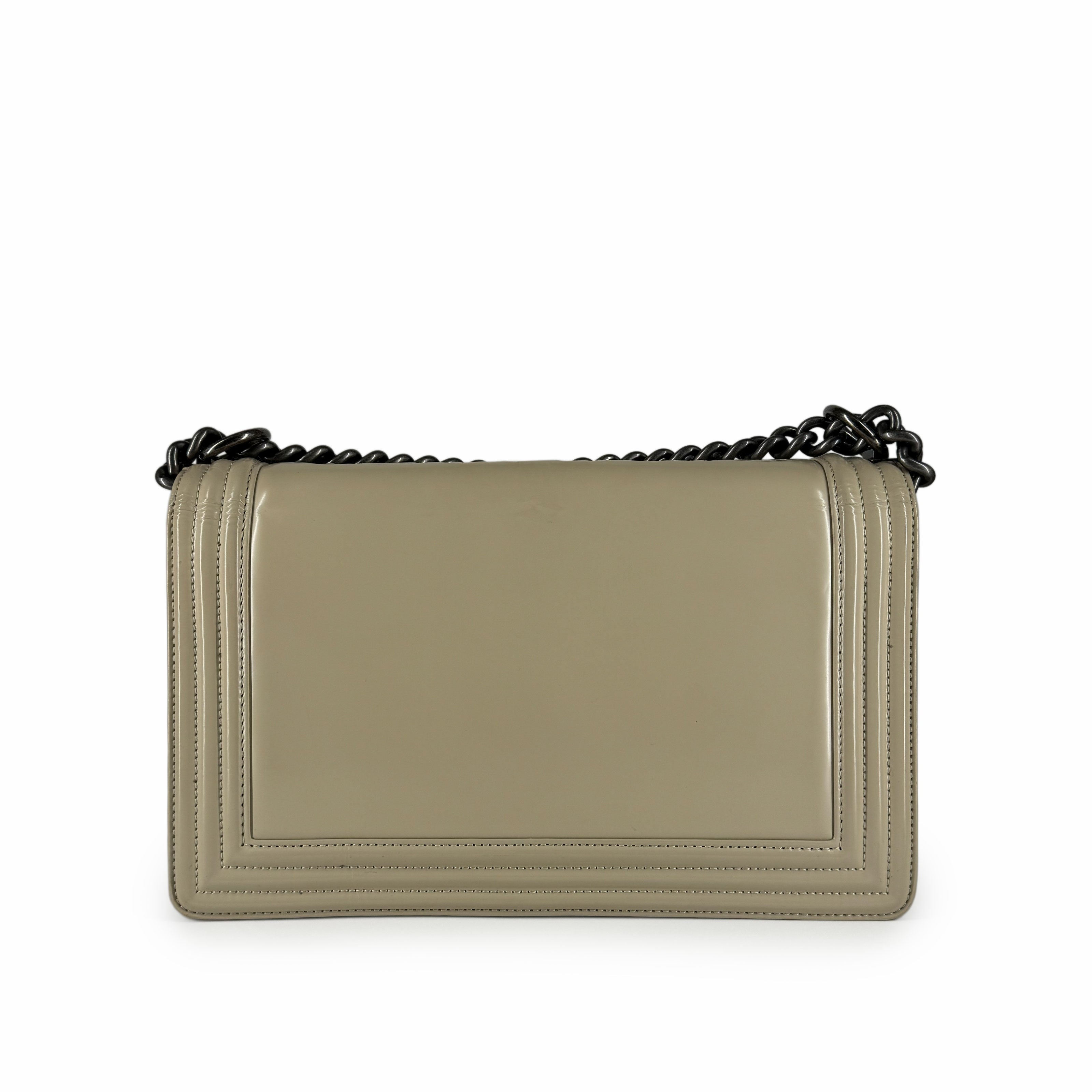 Chanel Boy New Medium Patent Beige RHW Bag