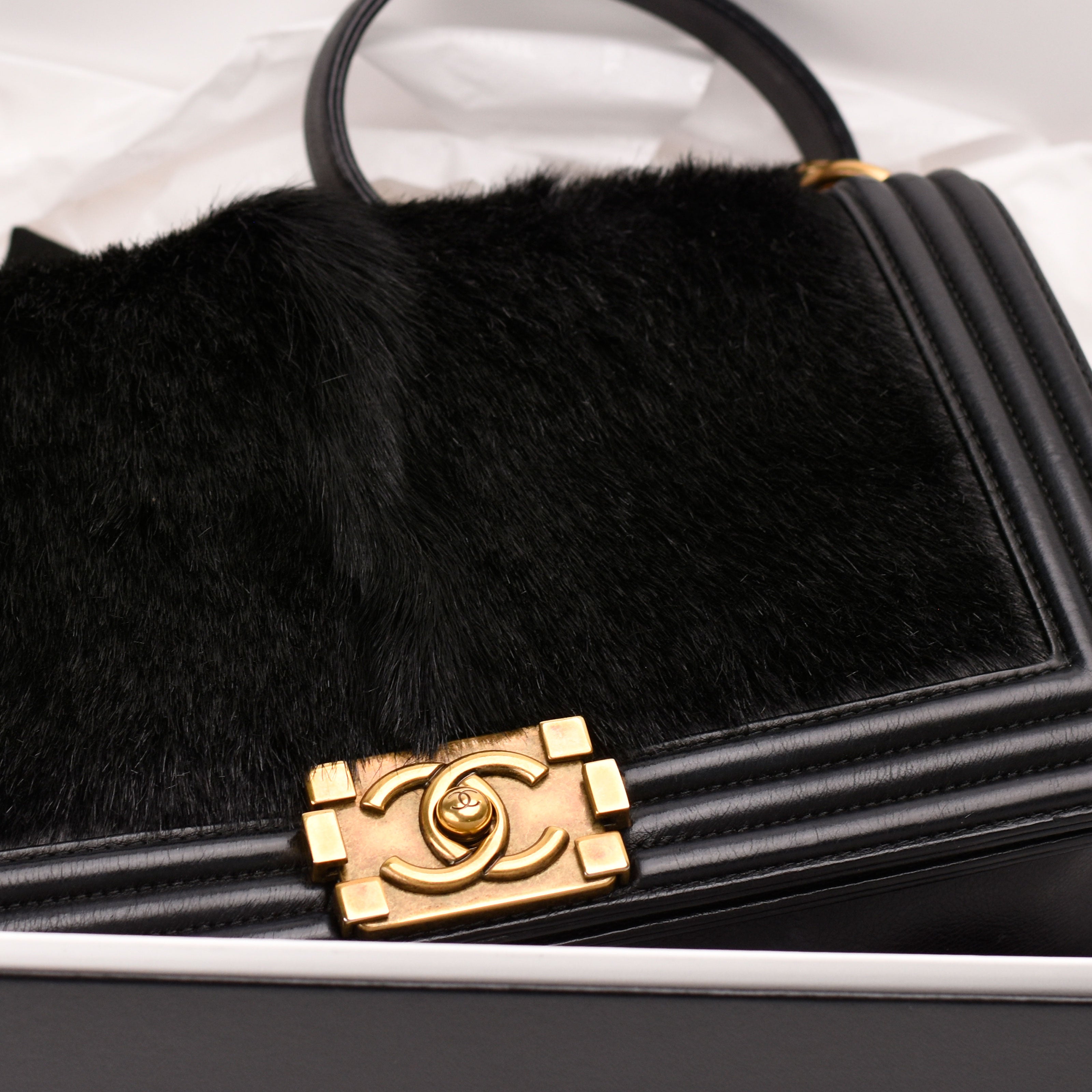 Chanel Boy New Medium Black Goathair Lambskin Paris-Salzburg AGHW