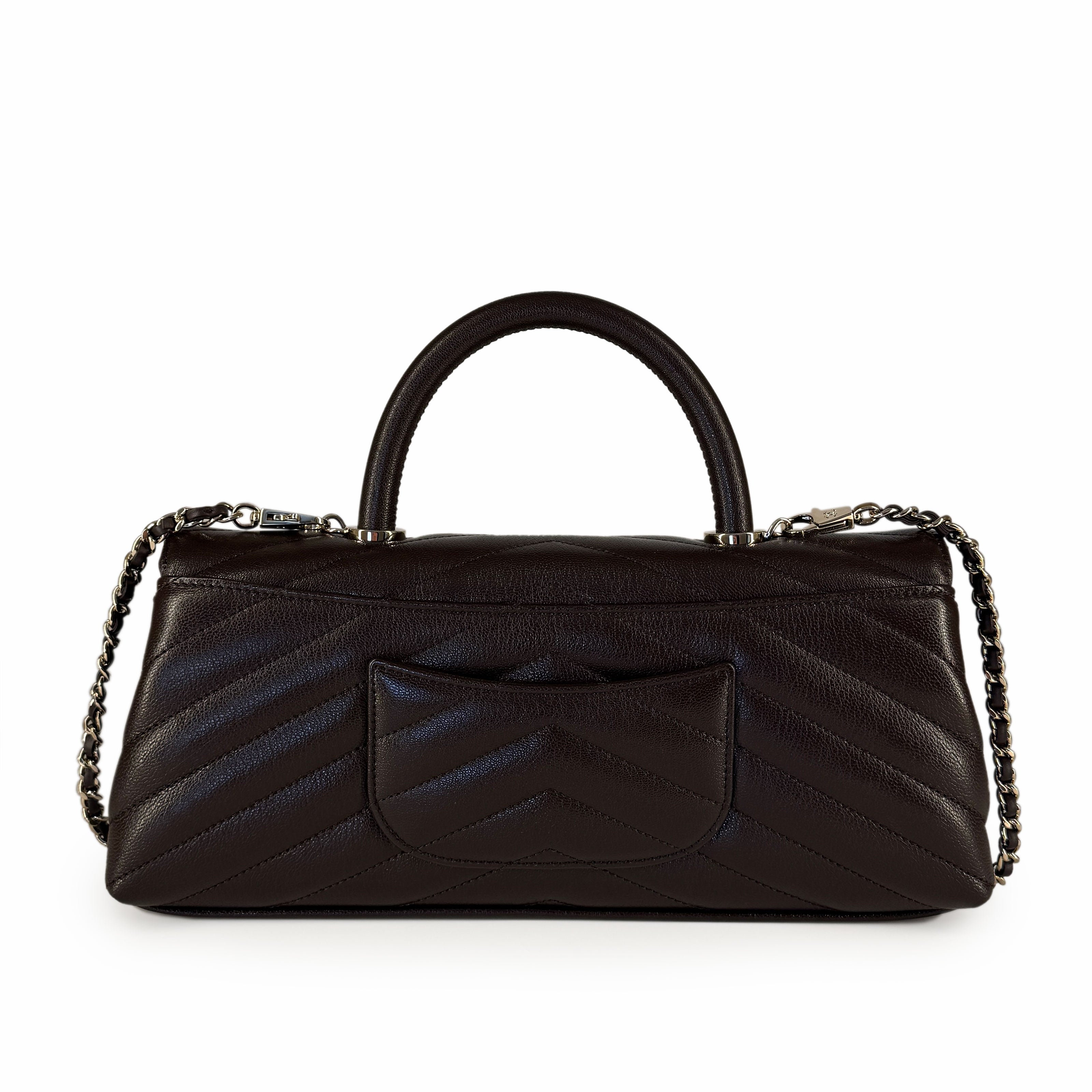 Chanel Maxi Coco Handle Flap Bag Goatskin Dark Brown CHW