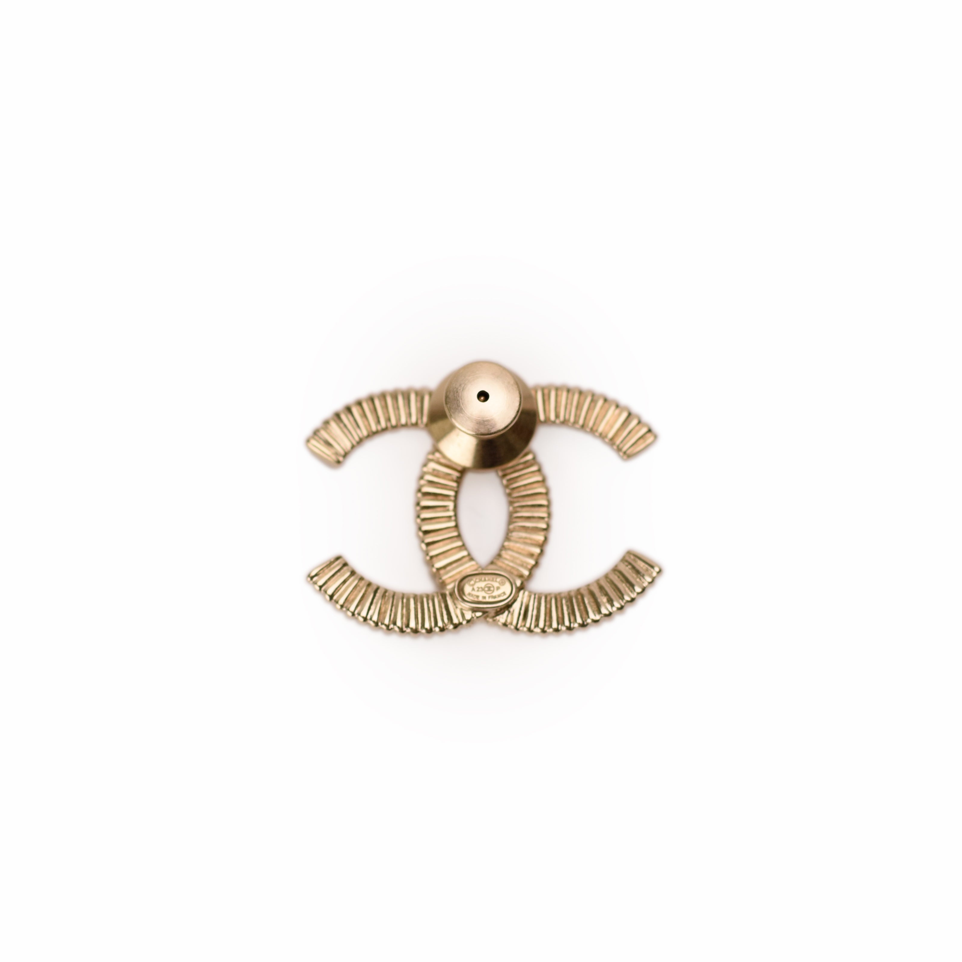 Chanel CC Crystal Champagne Pin Brooch