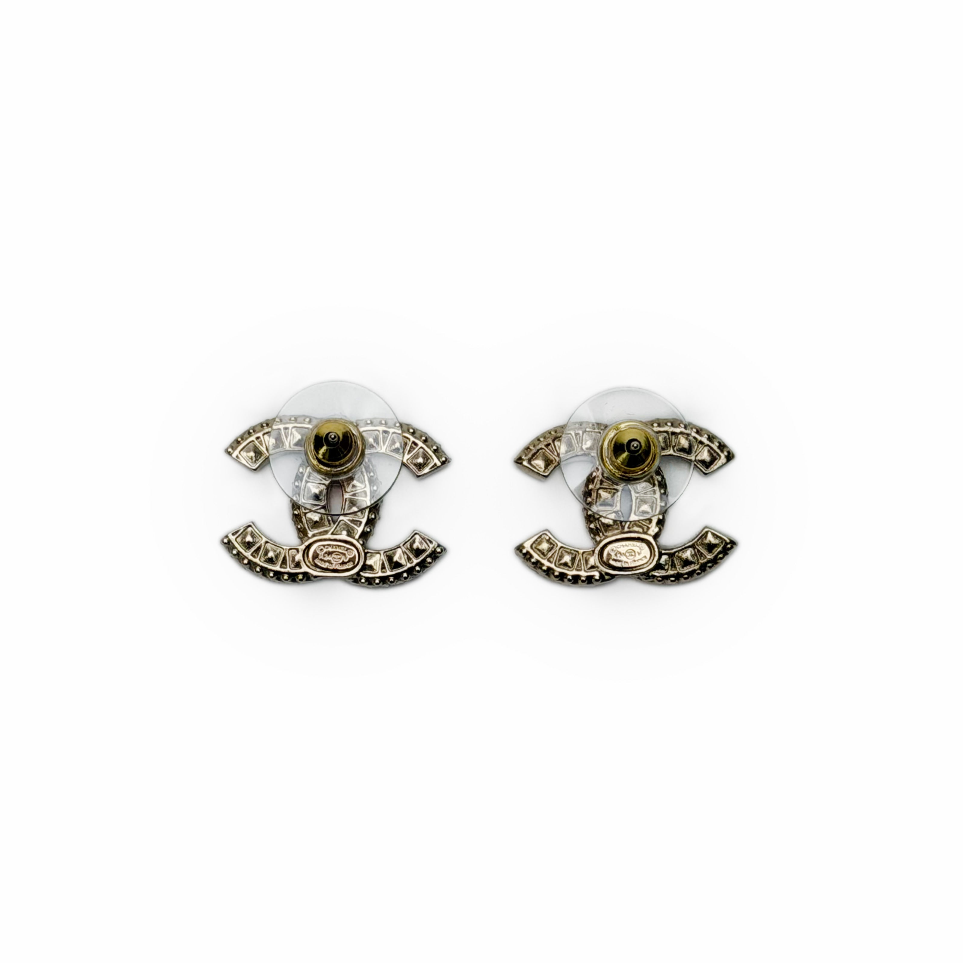 Chanel CC Champagne Crystal Earrings