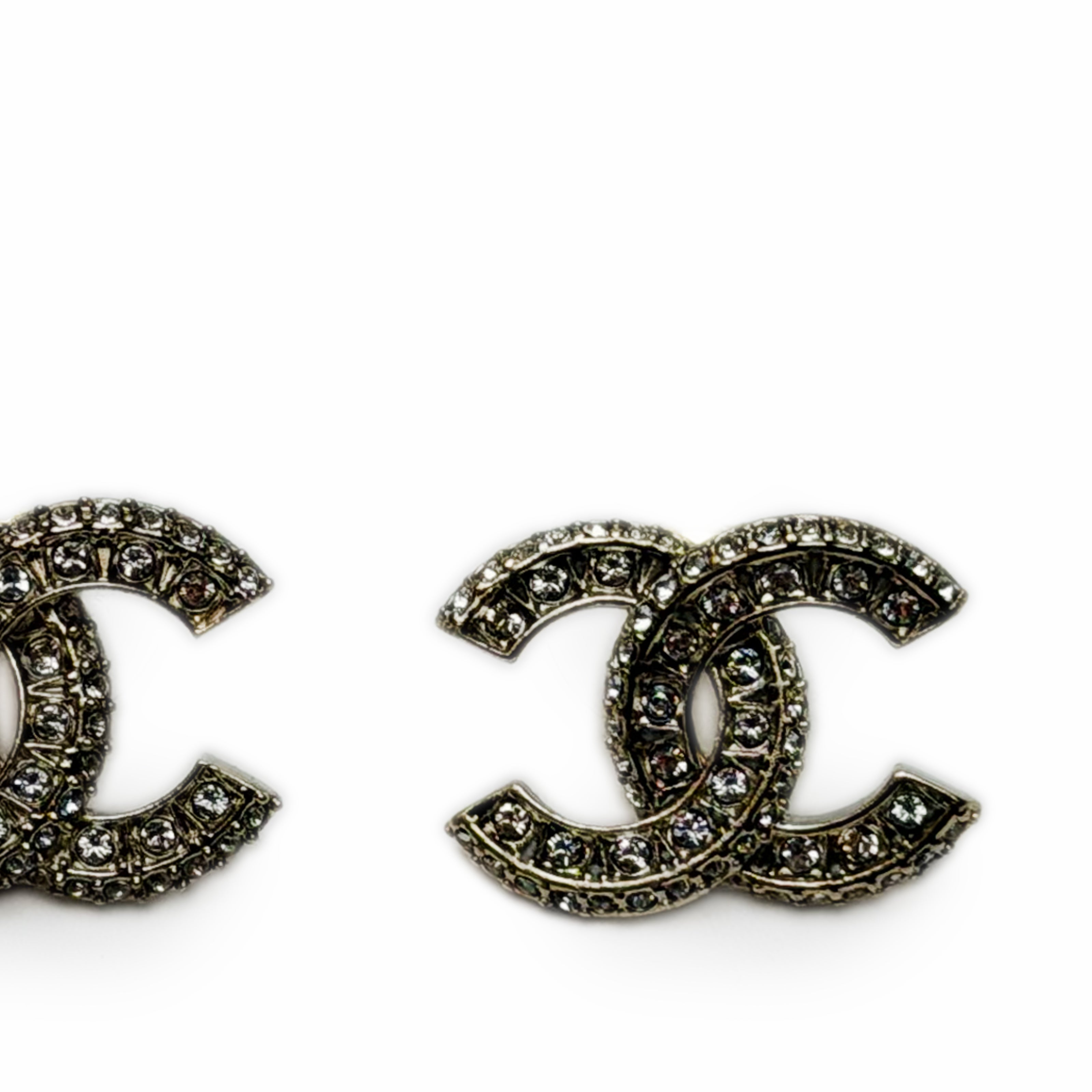 Chanel CC Champagne Crystal Earrings