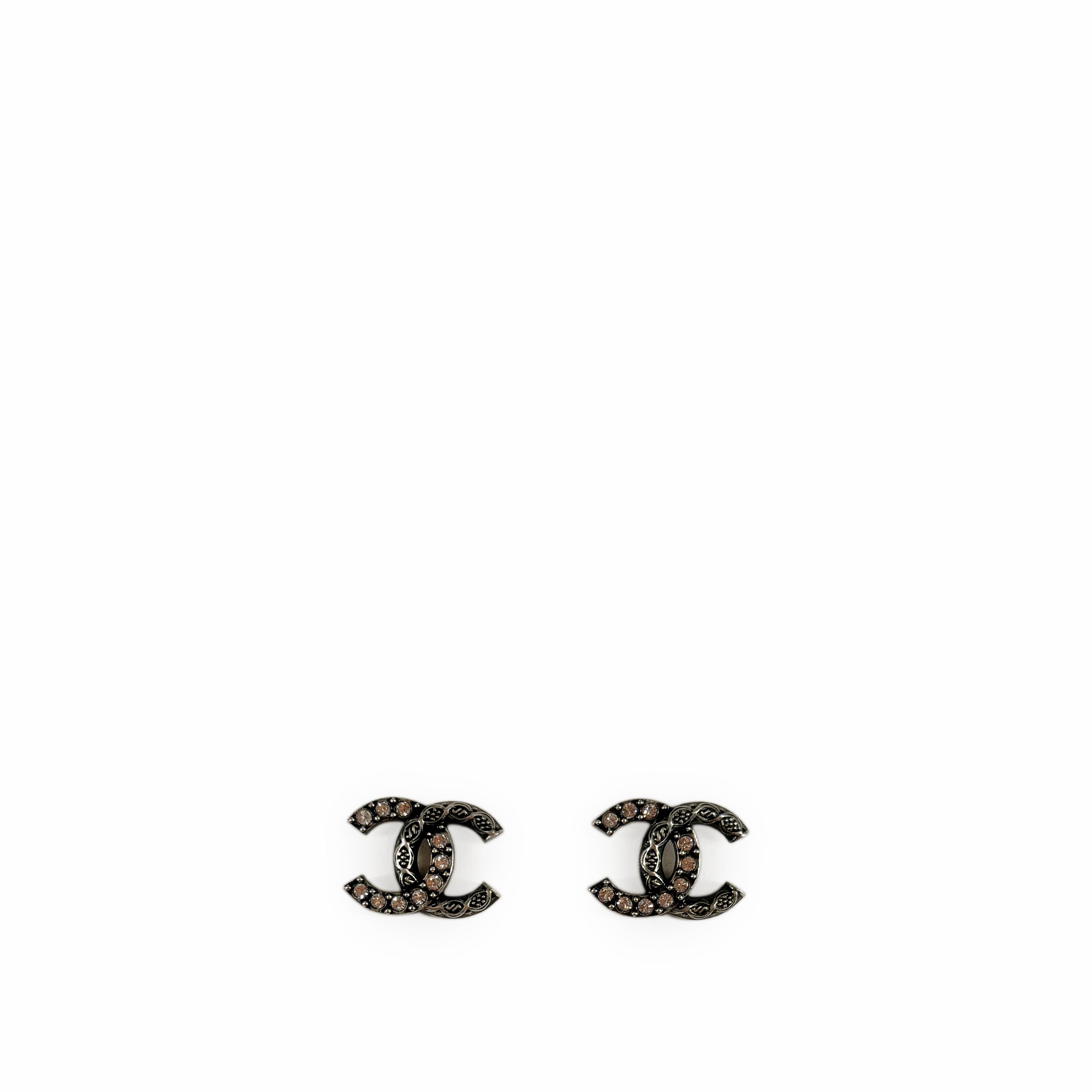 Chanel CC Brushed Rutheneum Crystal Earrings
