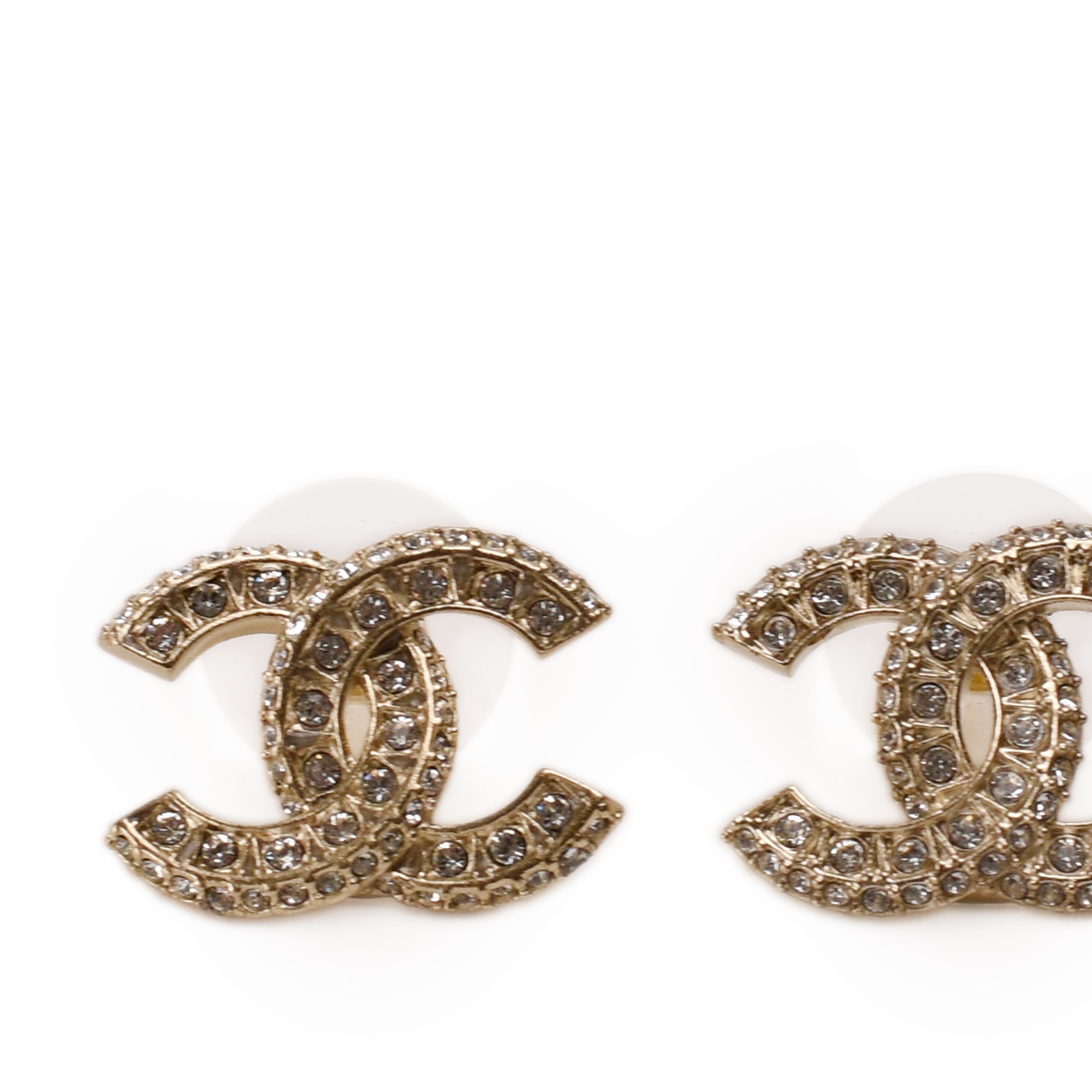 Chanel CC Champagne Crystal Earrings