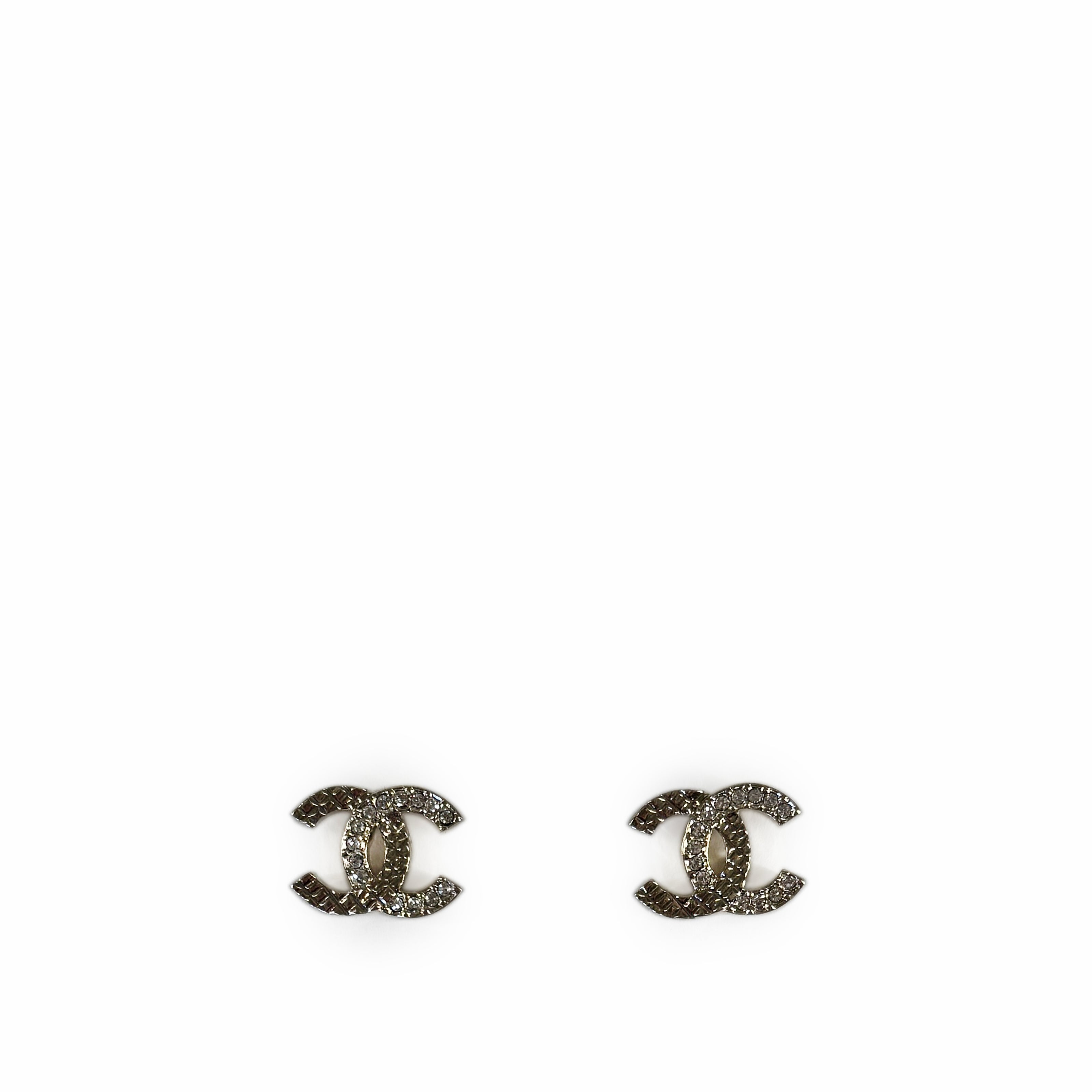 Chanel CC Small Crystal Champagne Earrings