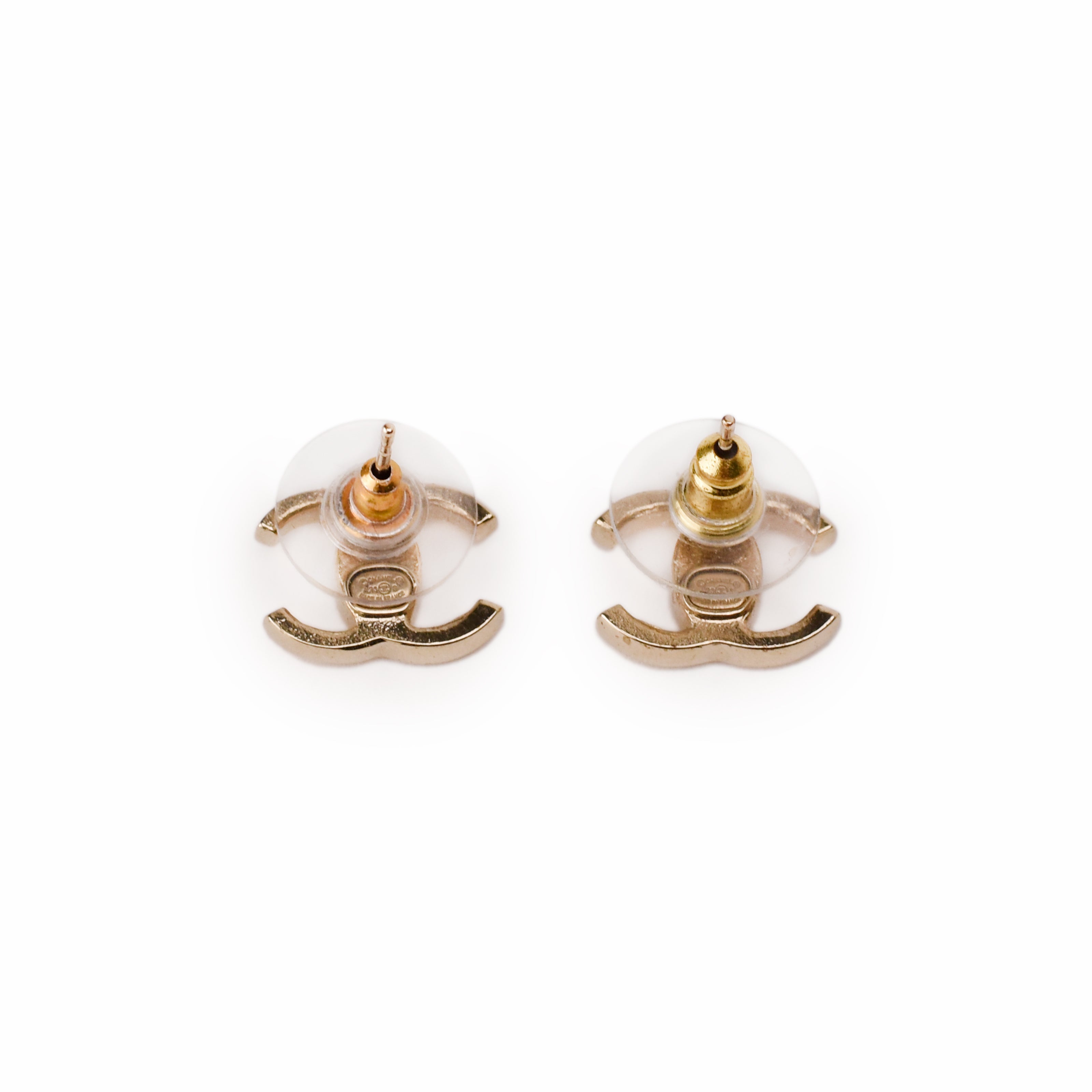 Chanel CC Oval Crystal Champagne Earrings