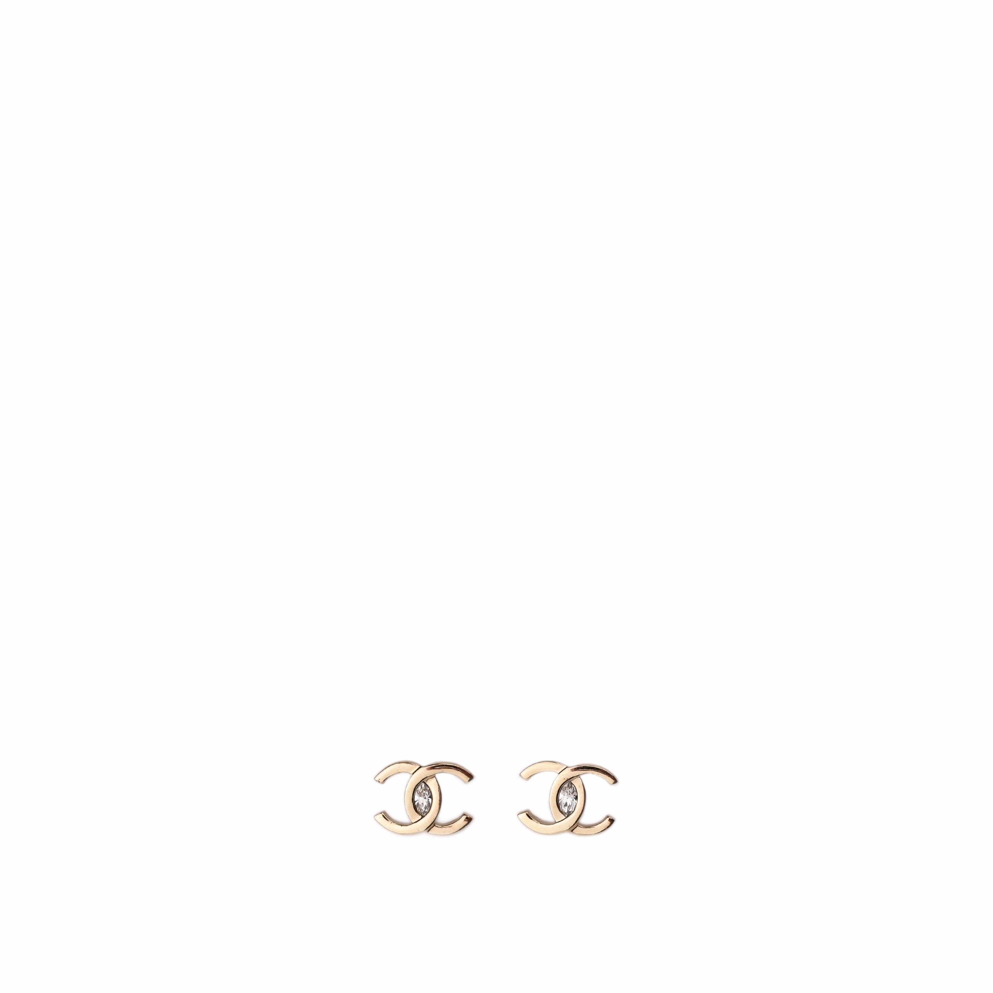 Chanel CC Oval Crystal Champagne Earrings