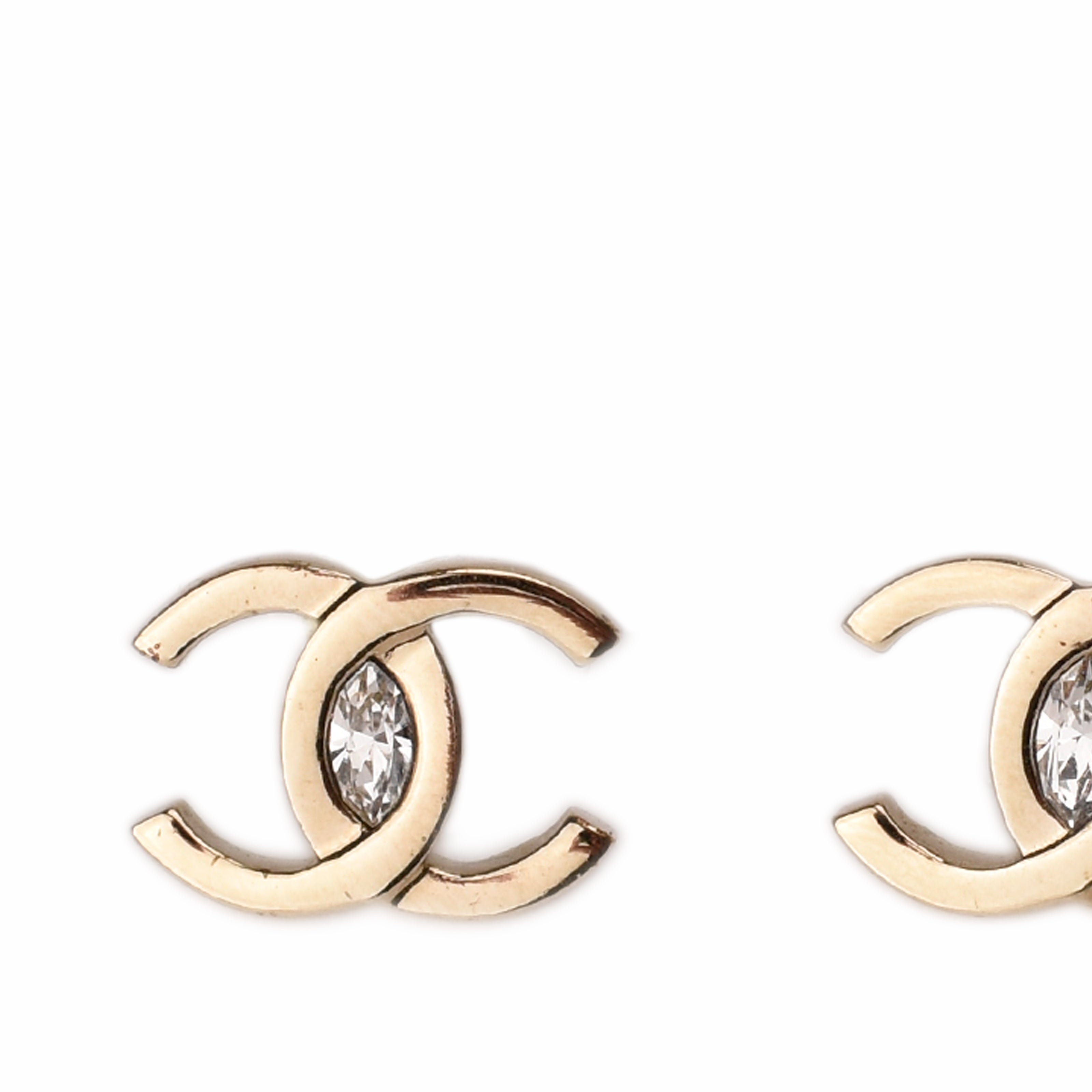 Chanel CC Oval Crystal Champagne Earrings