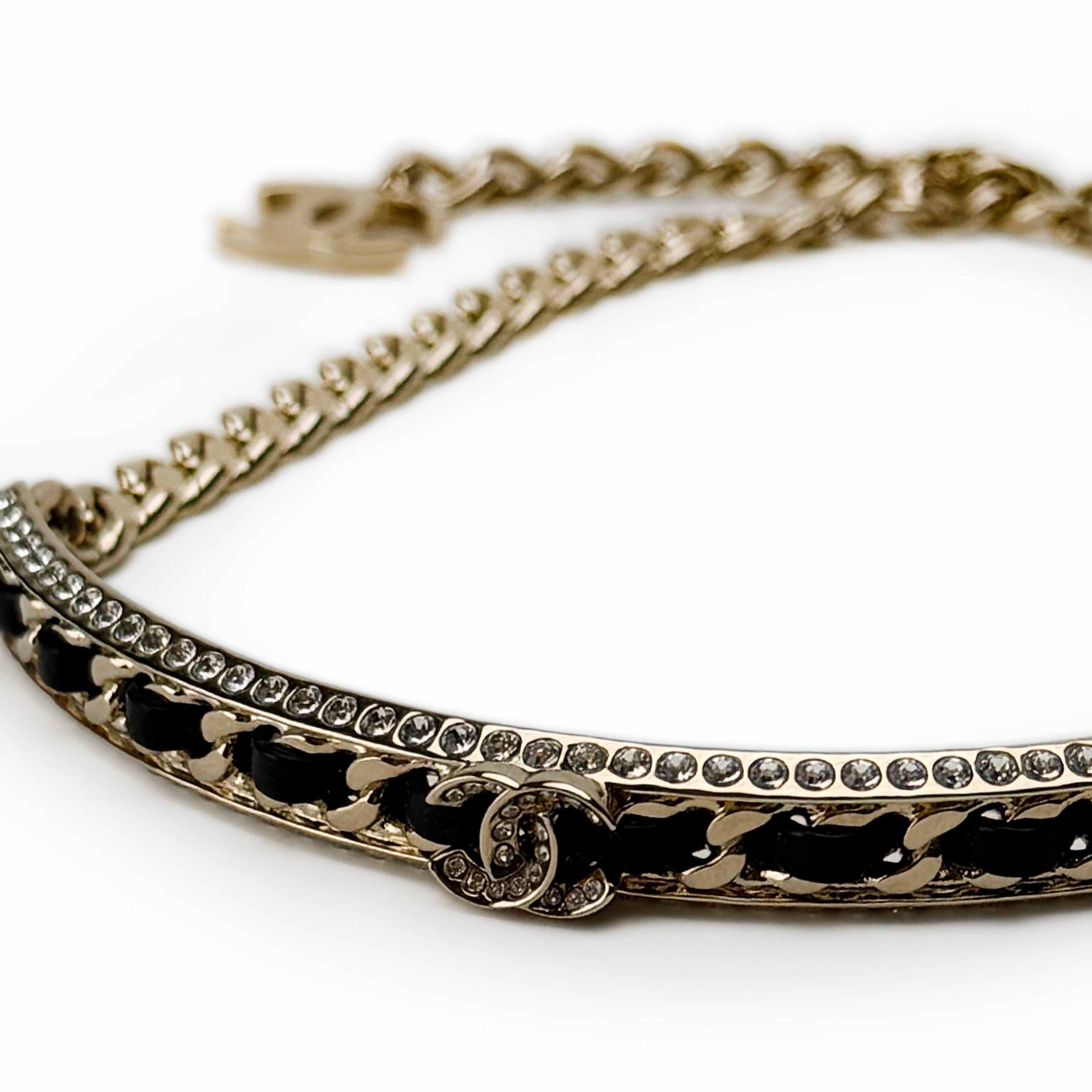 Chanel Leather-Interwoven CC Choker Necklace CHW