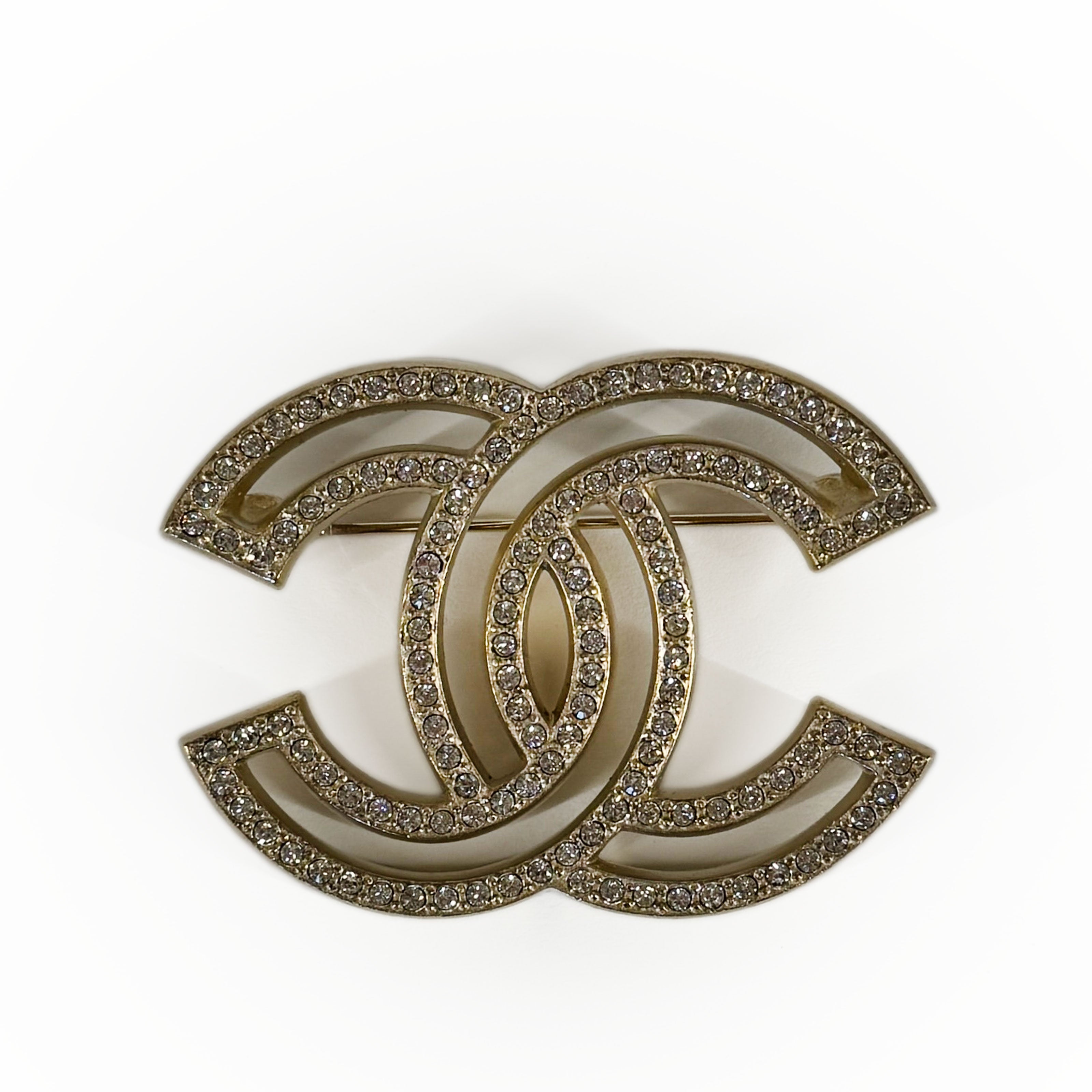 Chanel CC Champagne Small Crystals Brooch