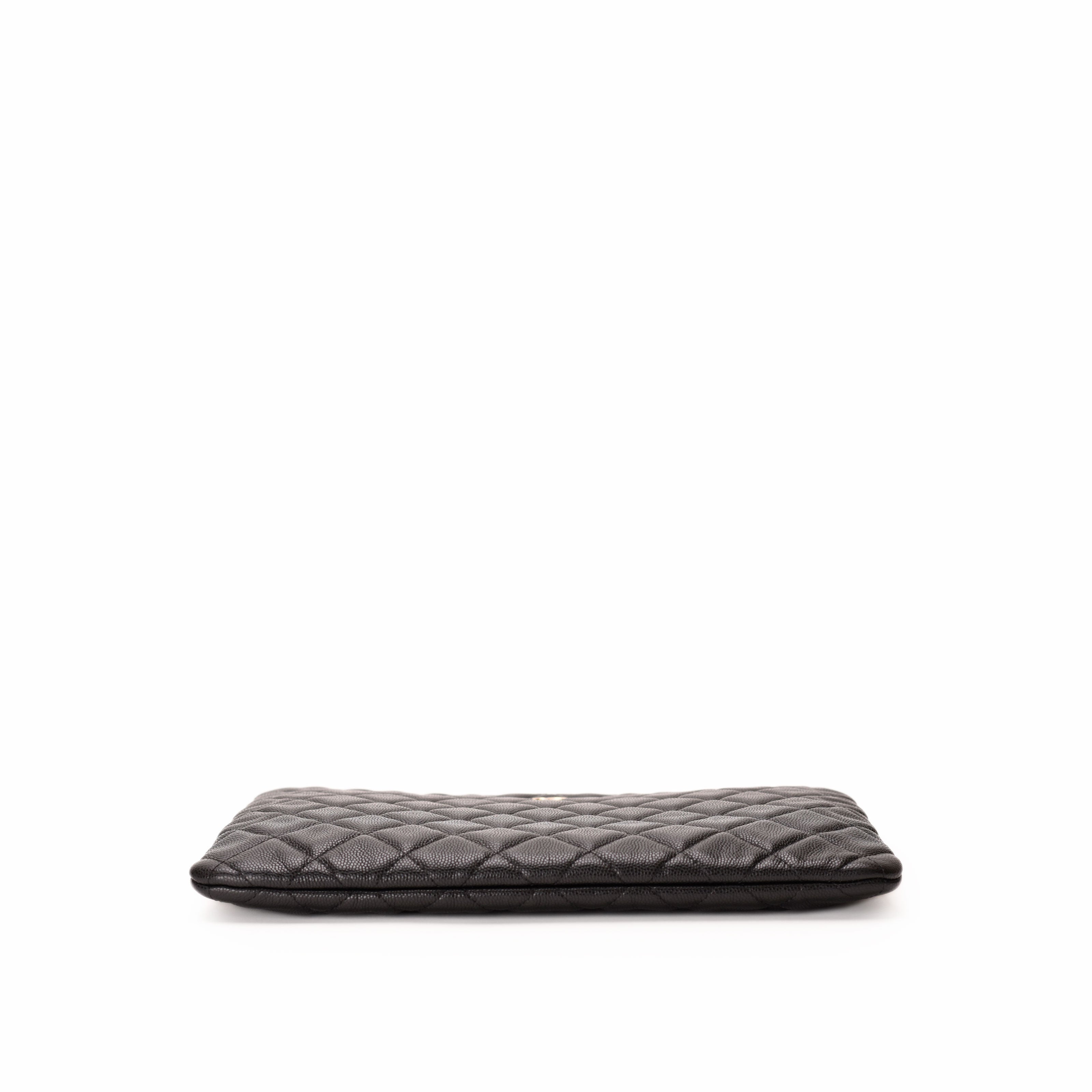 Chanel Classic O Case Medium Black Quilted Caviar
