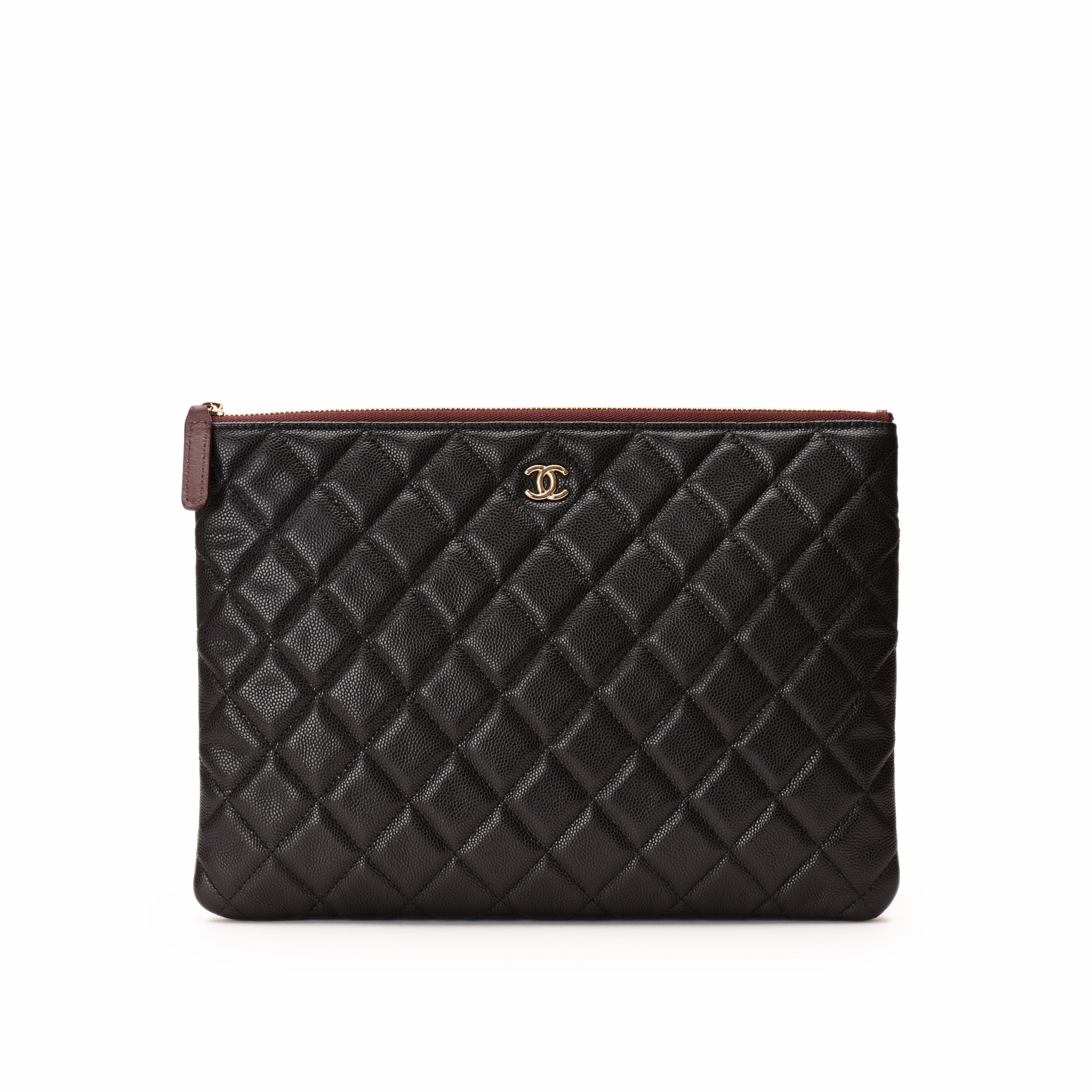 Chanel Classic O Case Medium Black Quilted Caviar