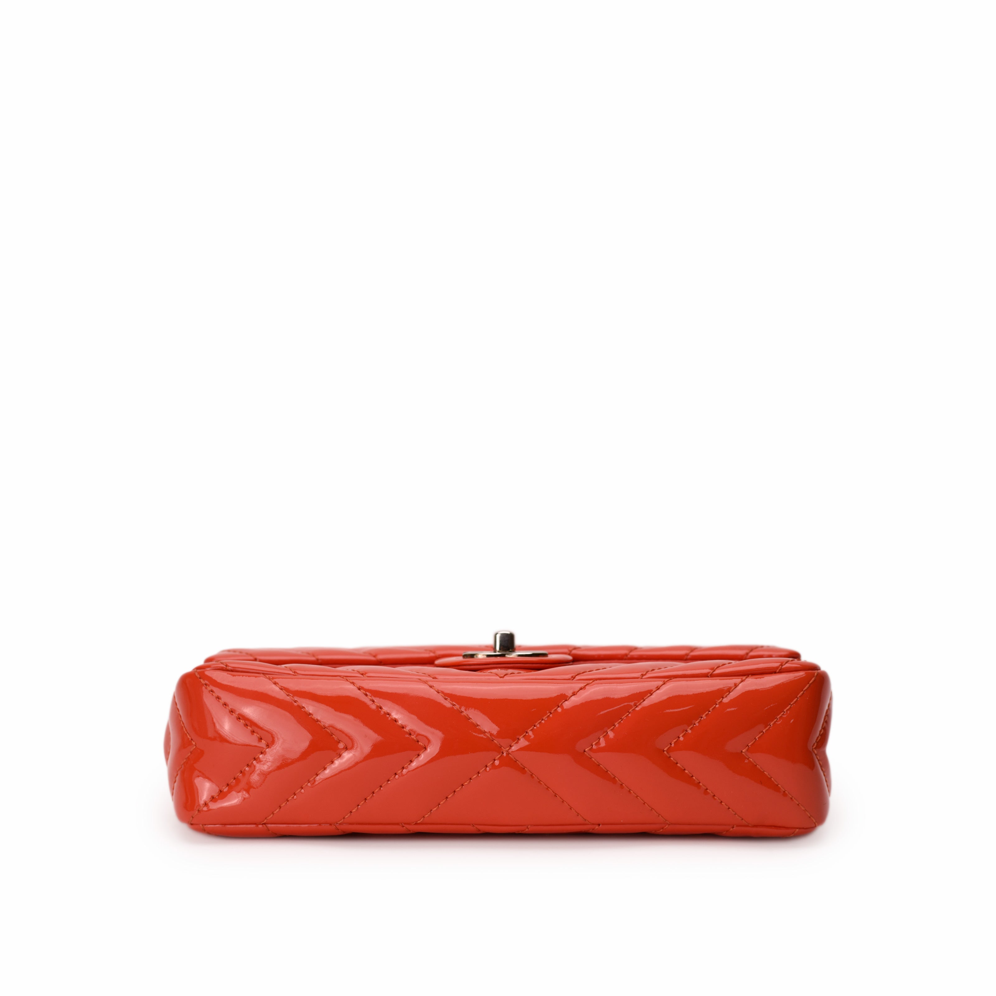 Chanel Coral Patent Chevron Flap SHW