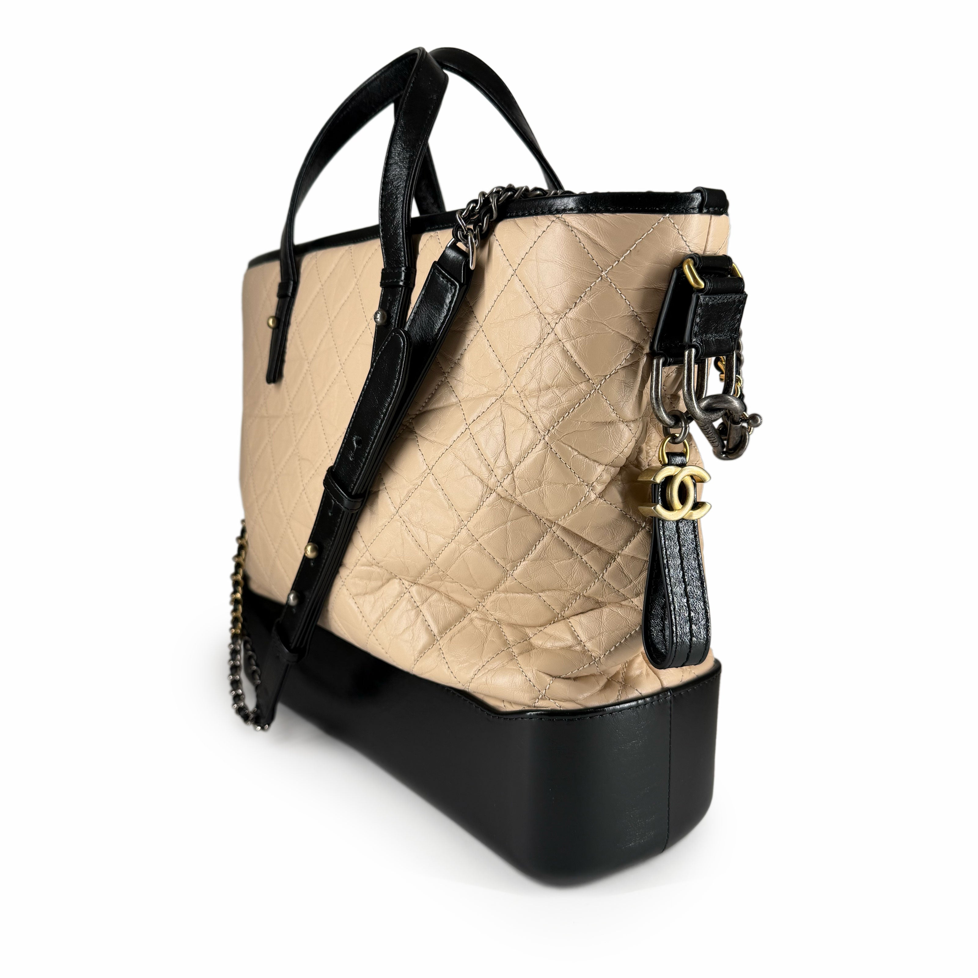 Chanel Quilted Large Gabrielle Hobo Bag Beige