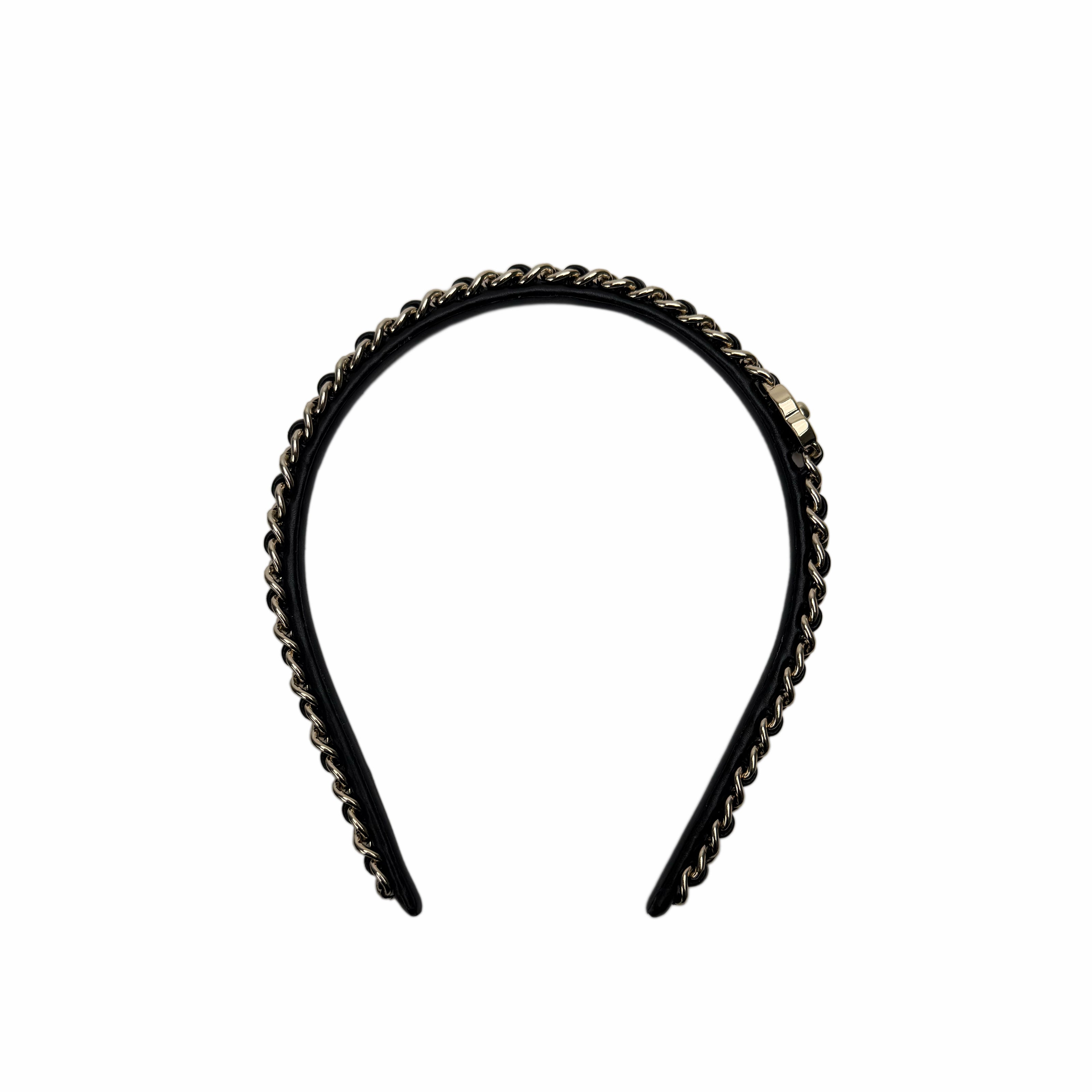 Chanel Leather-Interwoven CC Lock Headband