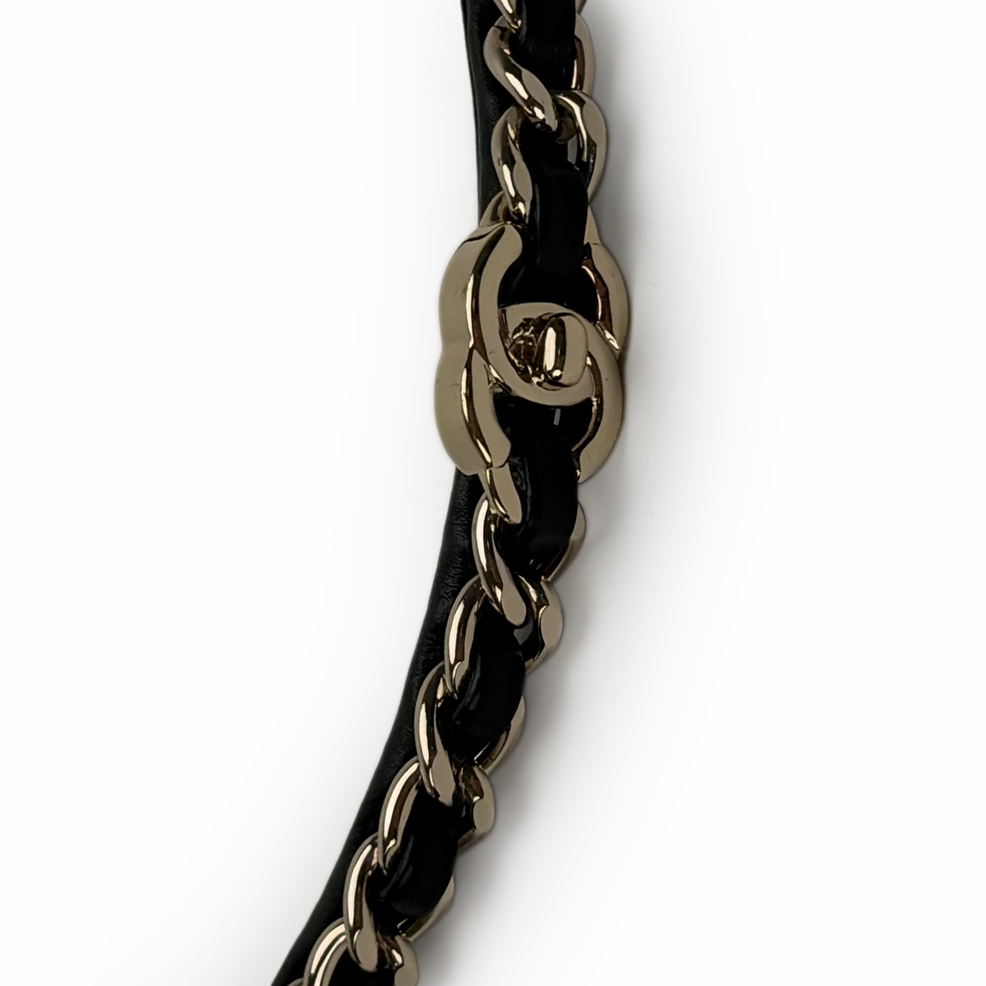 Chanel Leather-Interwoven CC Lock Headband