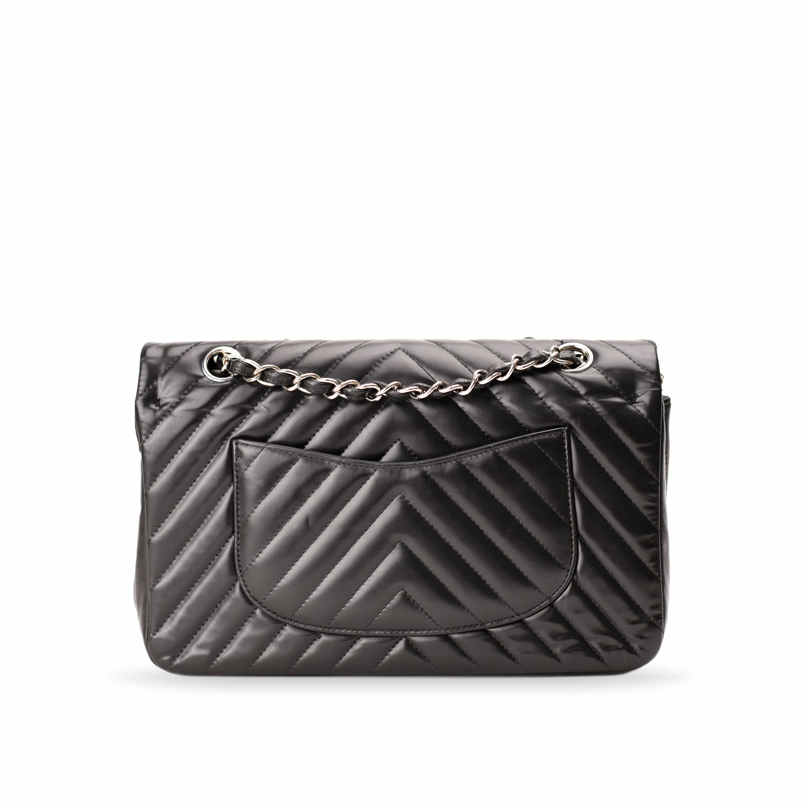 Chanel Timeless Medium Chevron Black Lambskin SHW