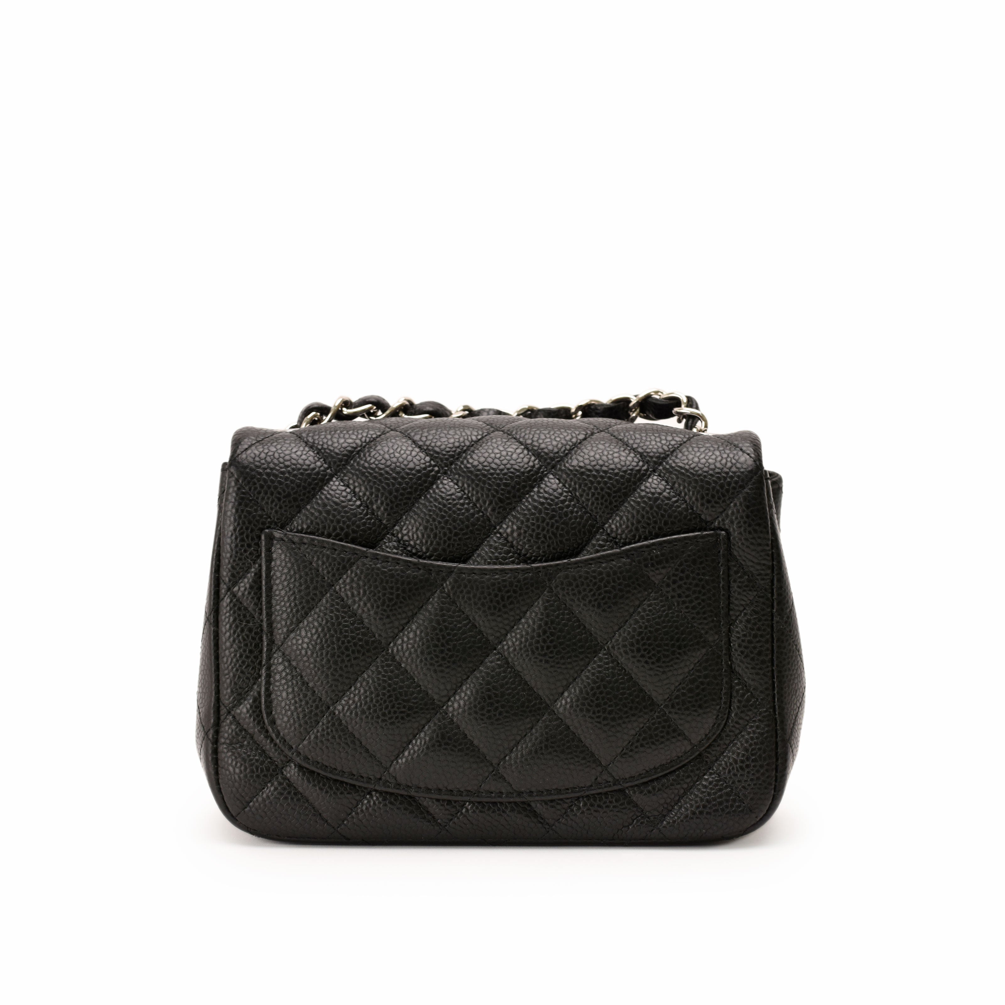 Chanel Mini Square Black Caviar SHW
