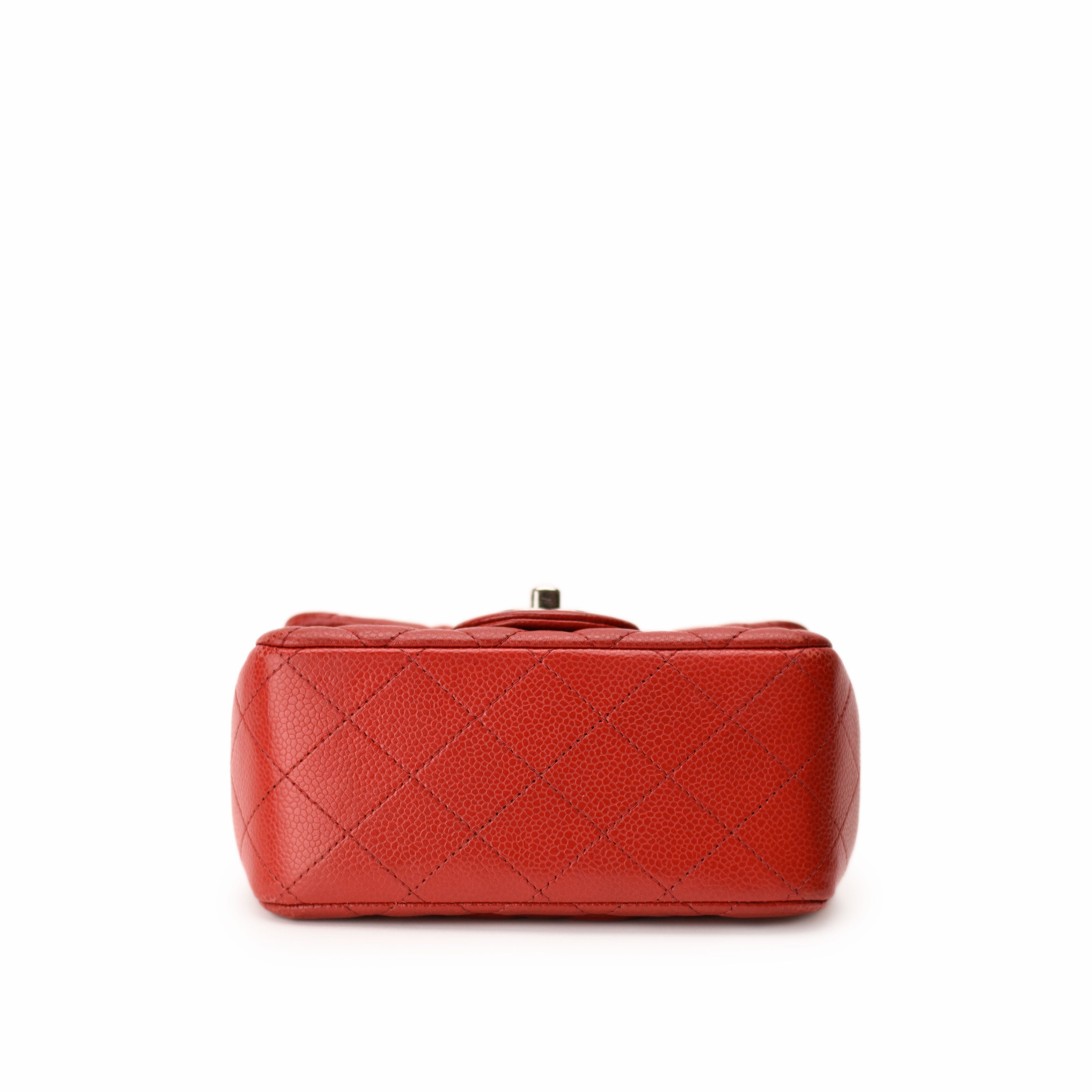 Chanel Mini Square Red Caviar RHW