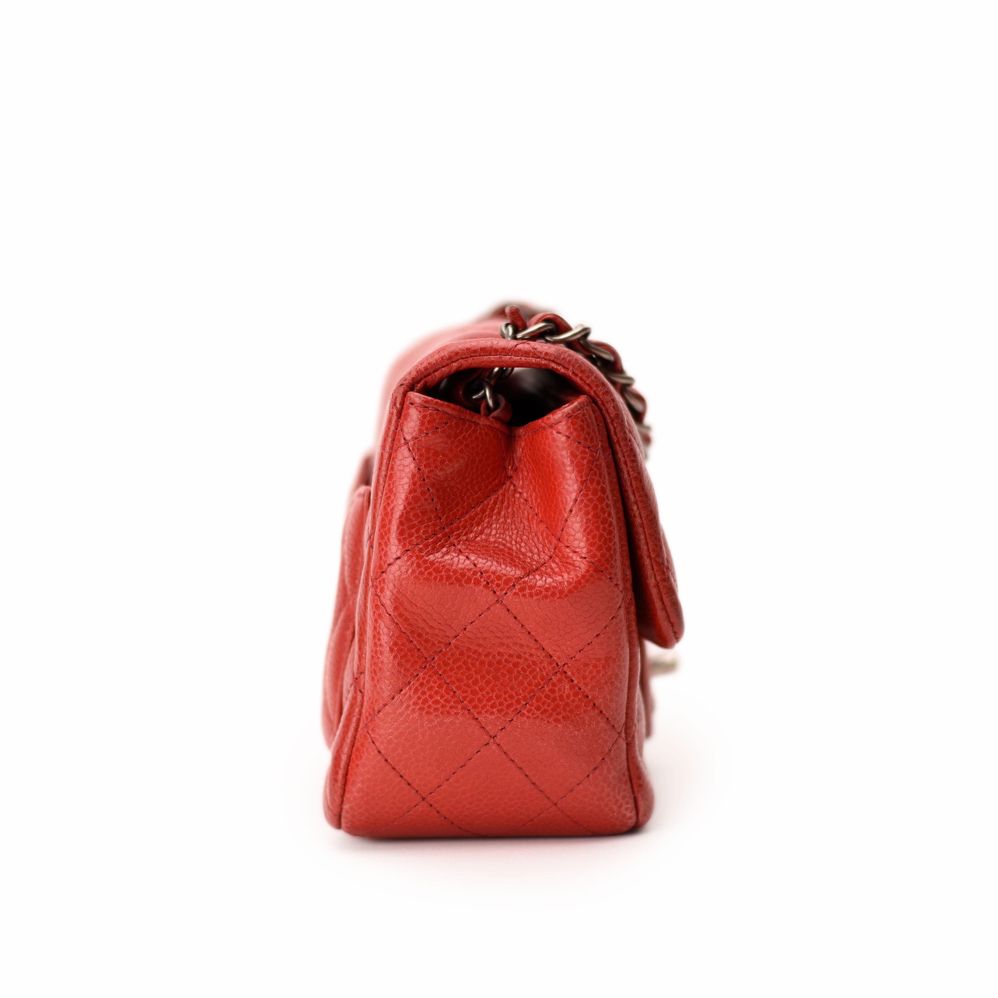 Chanel Mini Square Red Caviar RHW