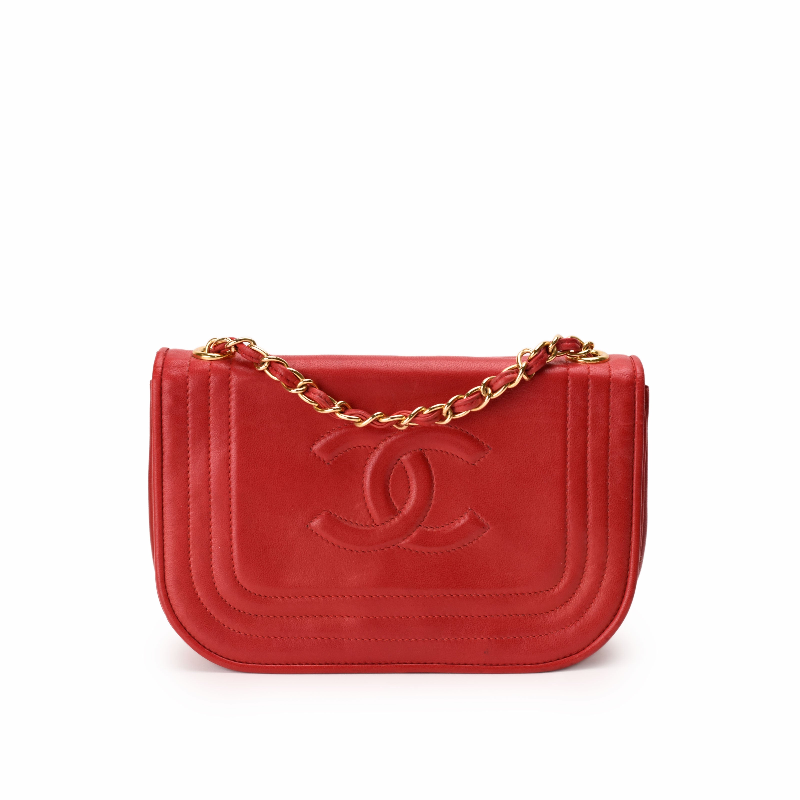 Chanel Vintage Red Lambskin CC Flap Bag
