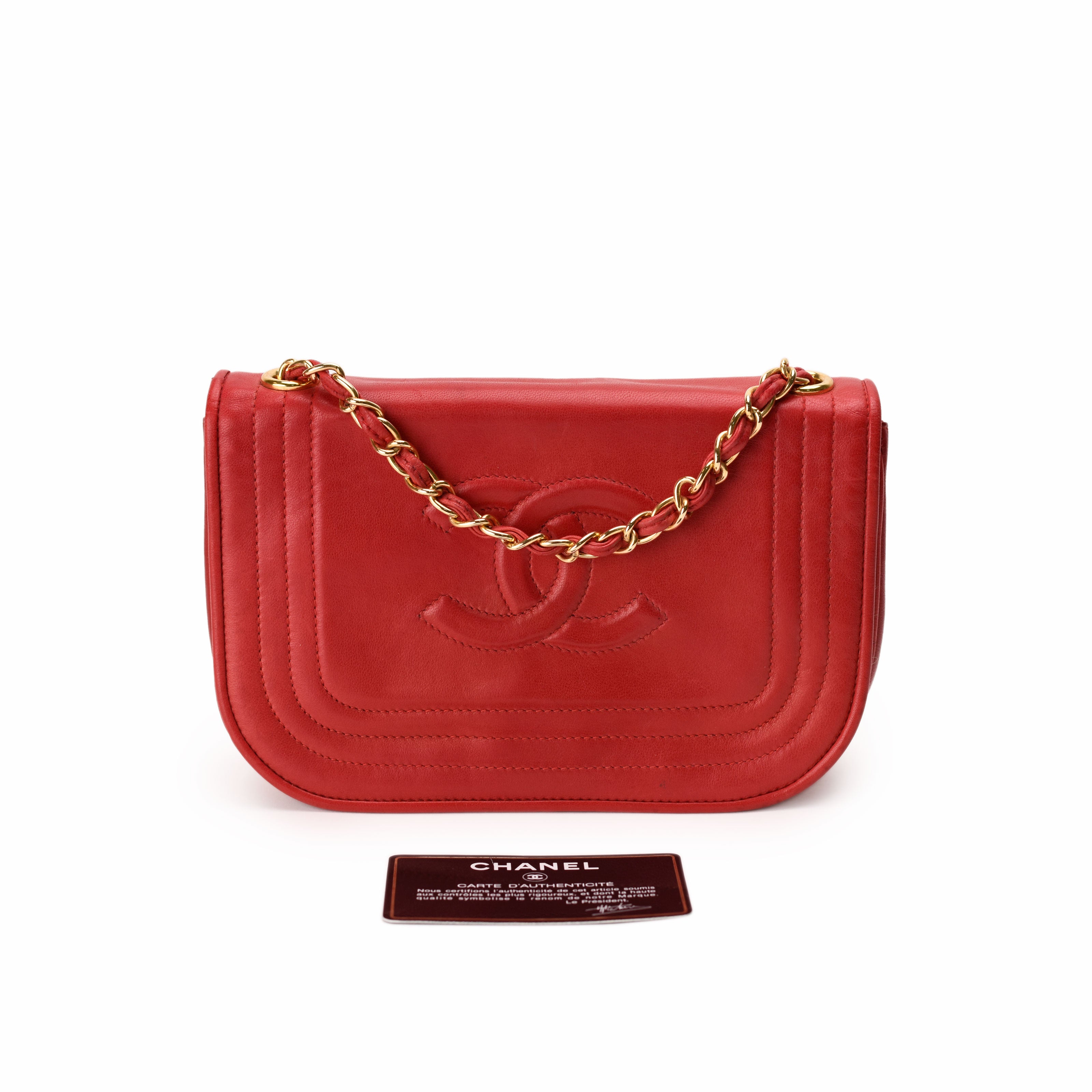 Chanel Vintage Red Lambskin CC Flap Bag
