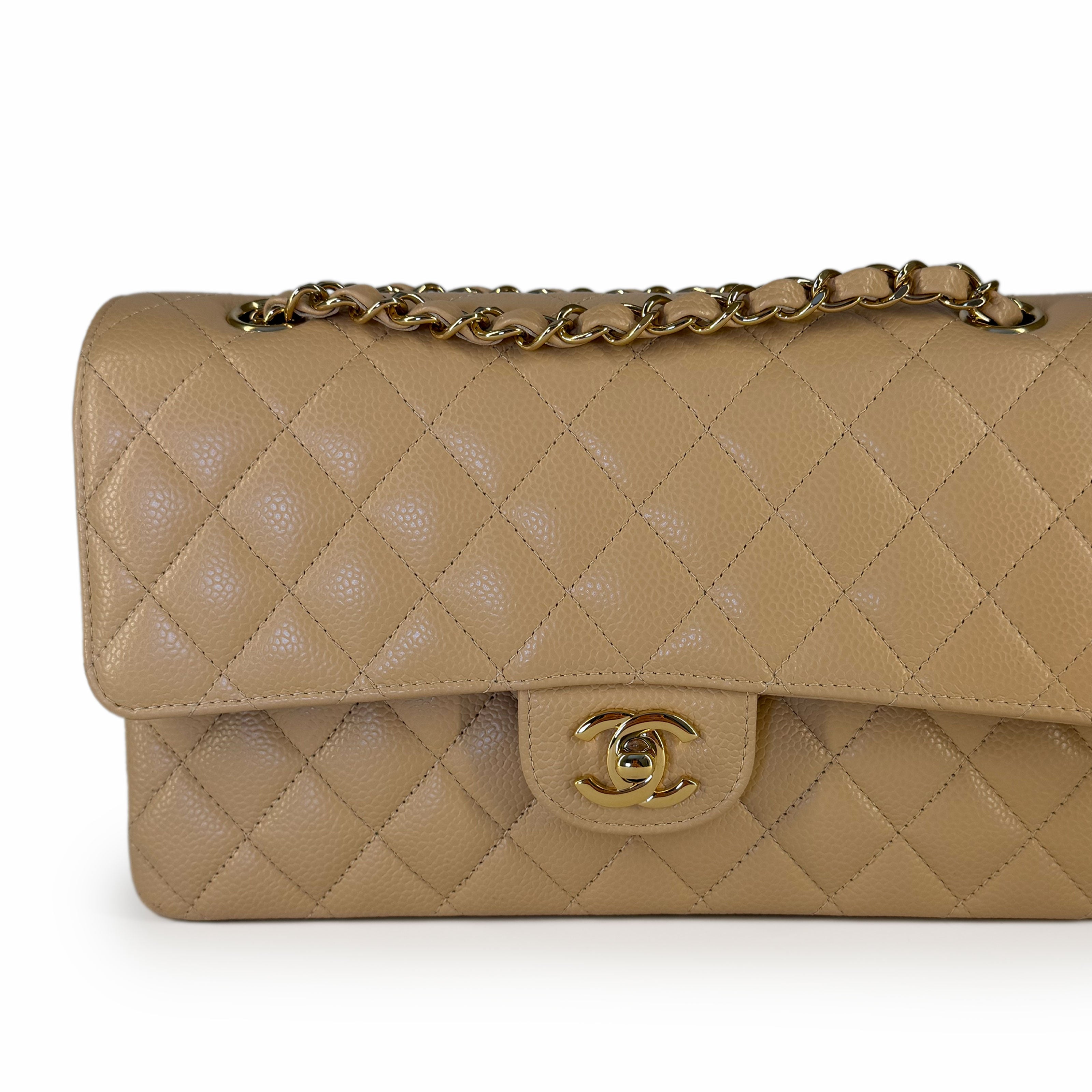 Chanel Timeless Medium Beige Caviar GHW