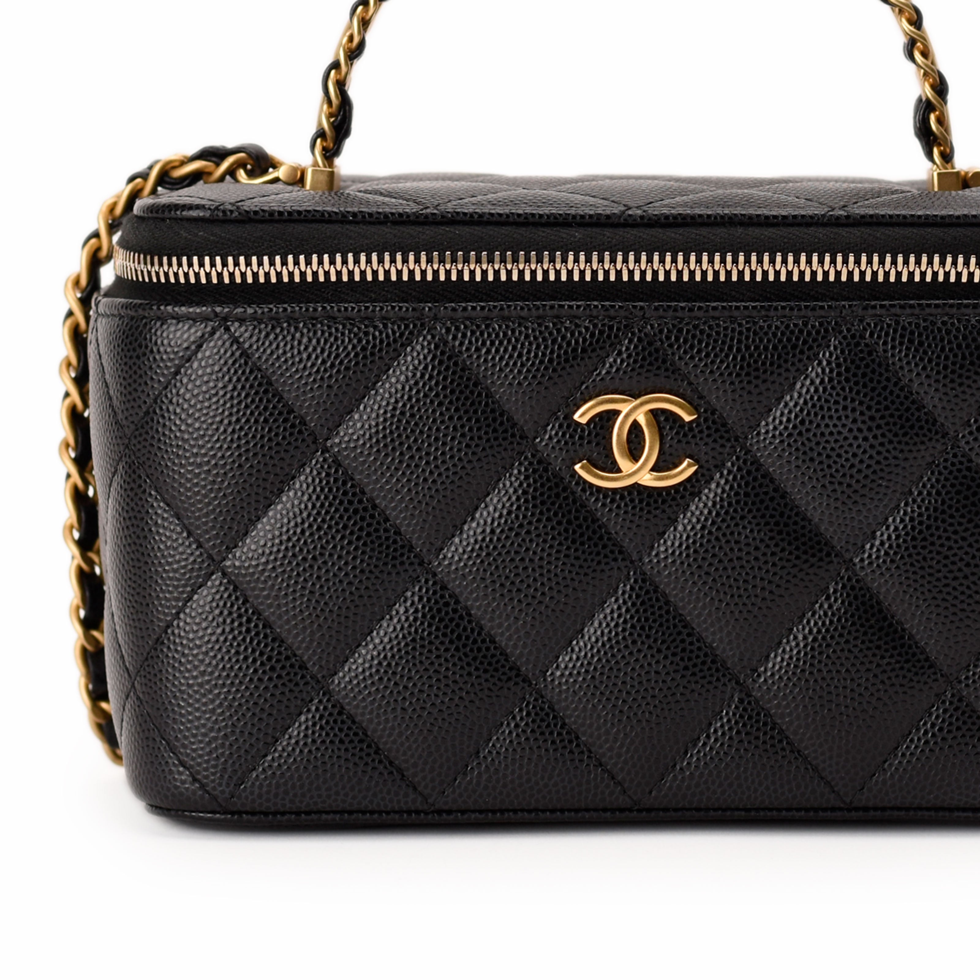 Chanel Long Vanity With Chain Black Caviar GBHW