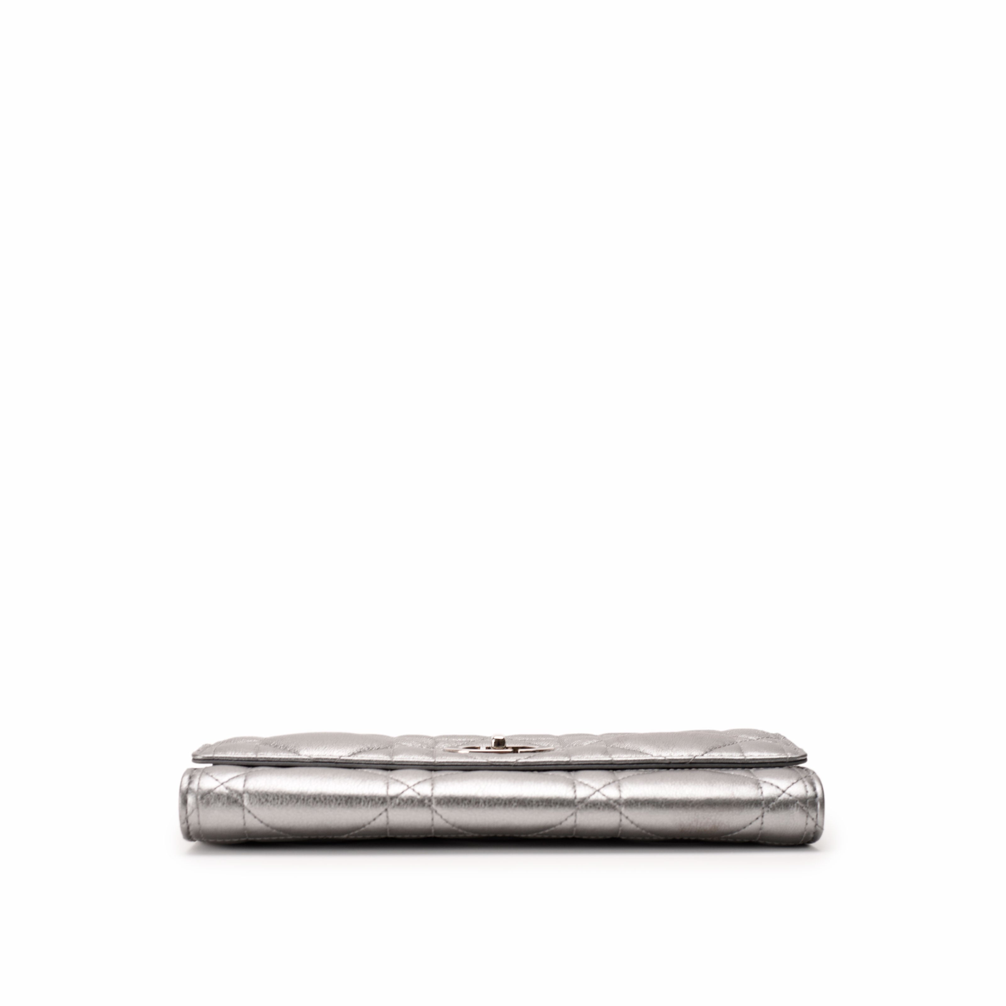Dior Miss Caro Top Handle Pouch Metallic Silver