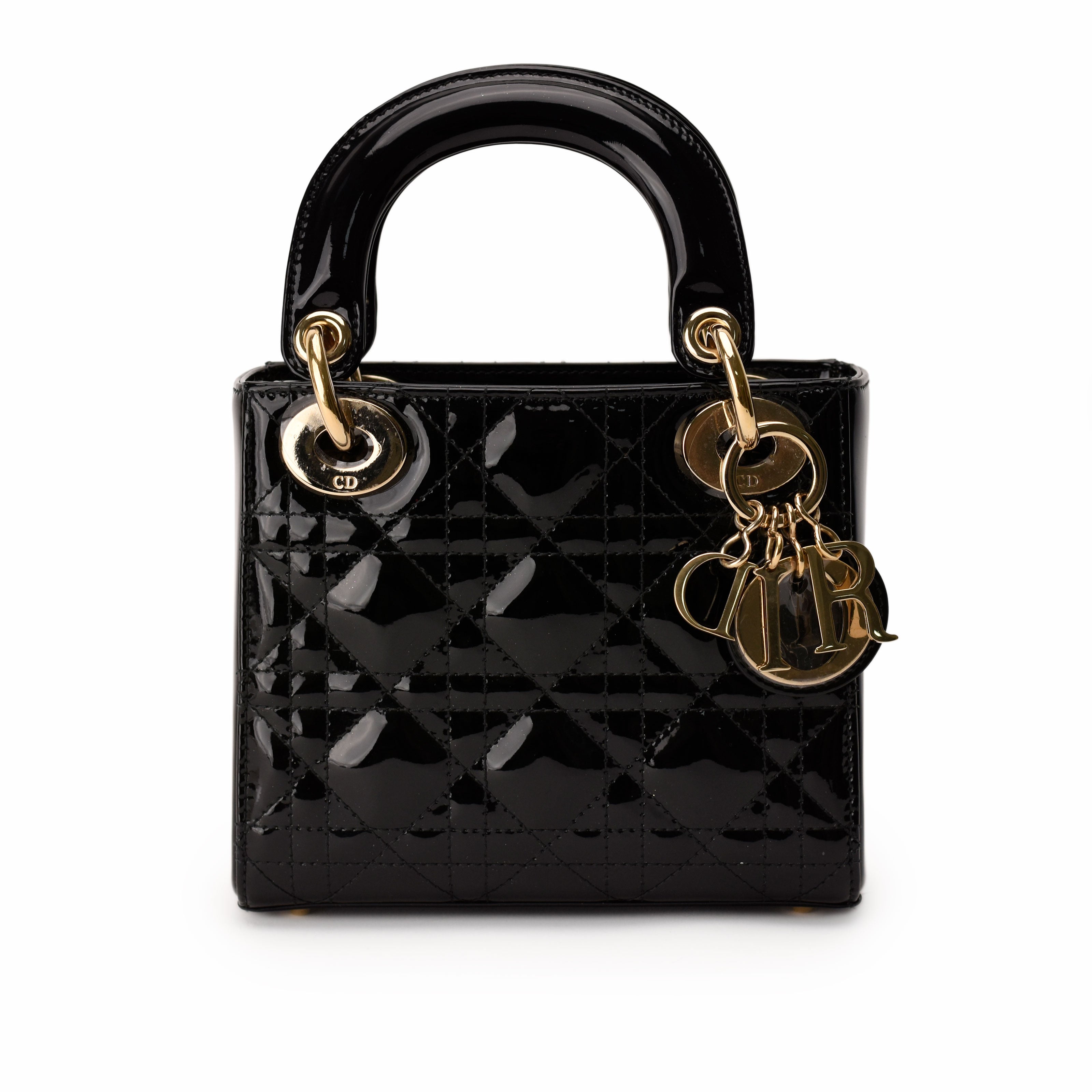 Dior Lady Dior Mini Black Patent CHW Bag
