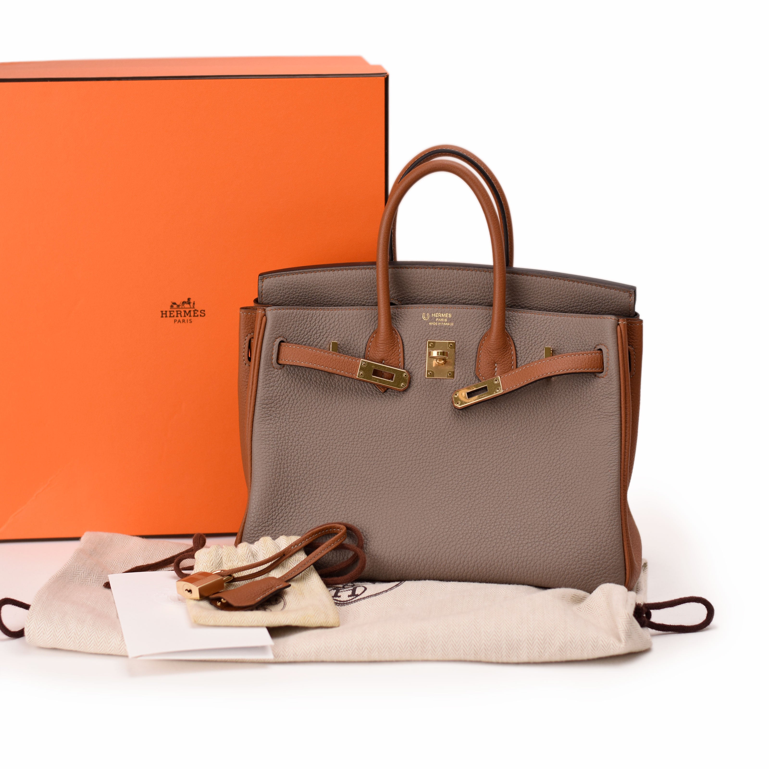 Hermès Birkin 25 Gris Mouette/Gold Togo PBHW