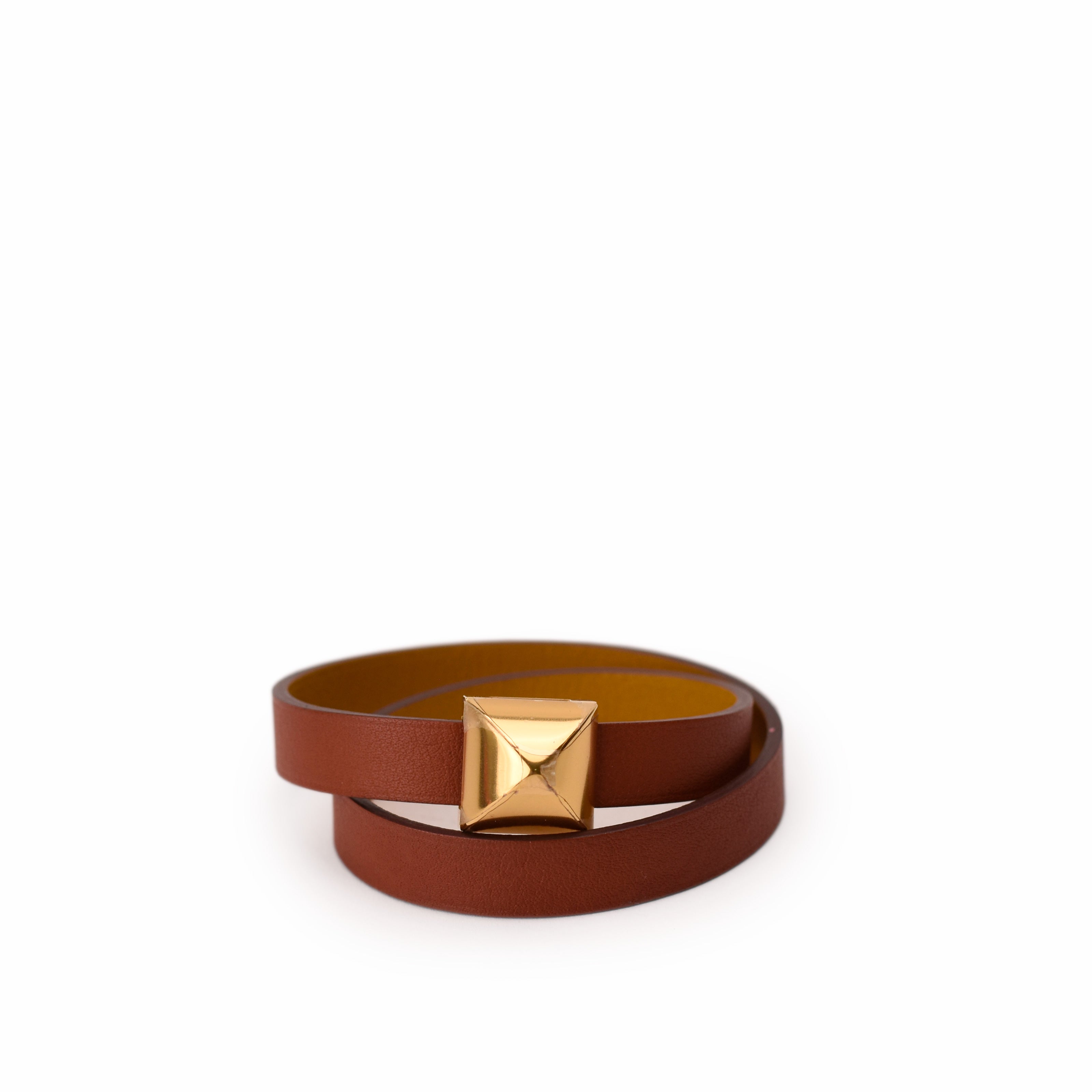 Hermès Yellow/Brown Swift Leather Medor Infini Double Tour Bracelet
