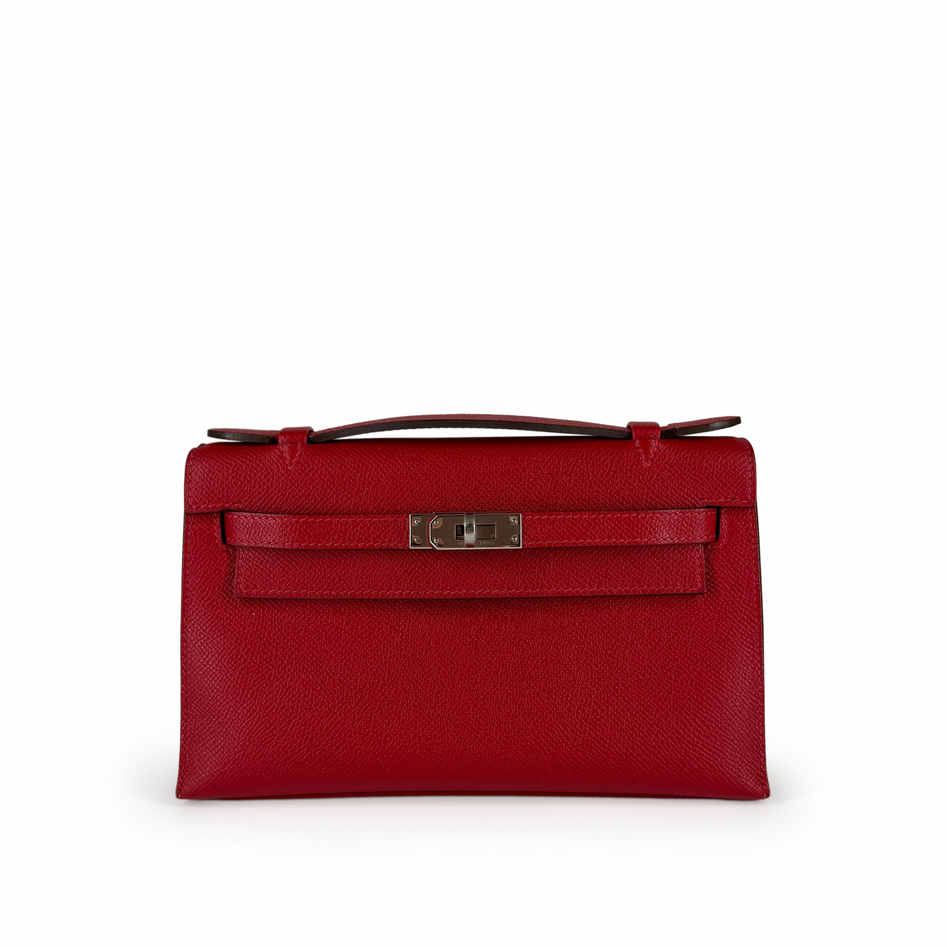 Hermès Kelly Pochette Rouge Casaque Epsom PHW