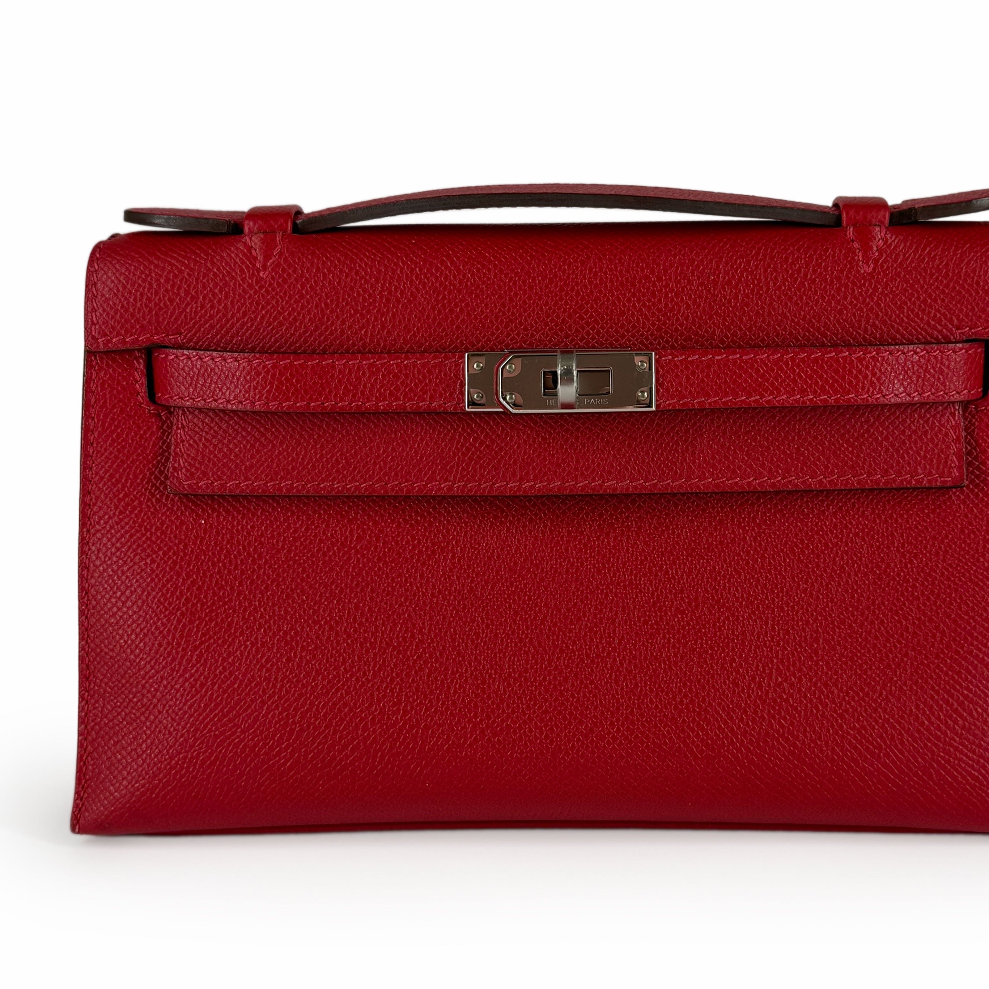 Hermès Kelly Pochette Rouge Casaque Epsom PHW