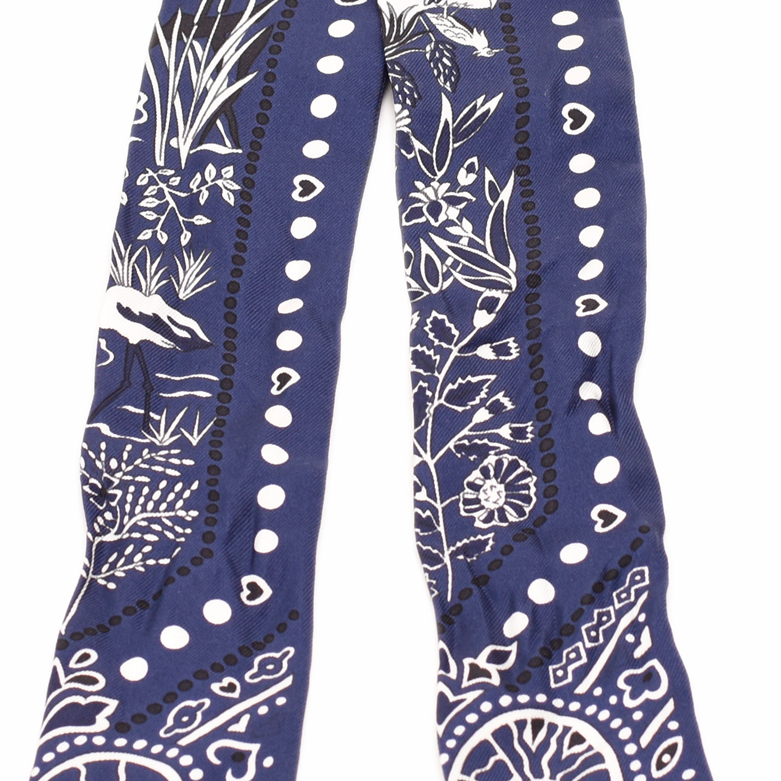 Hermès Twilly Navy Blue Horse Print
