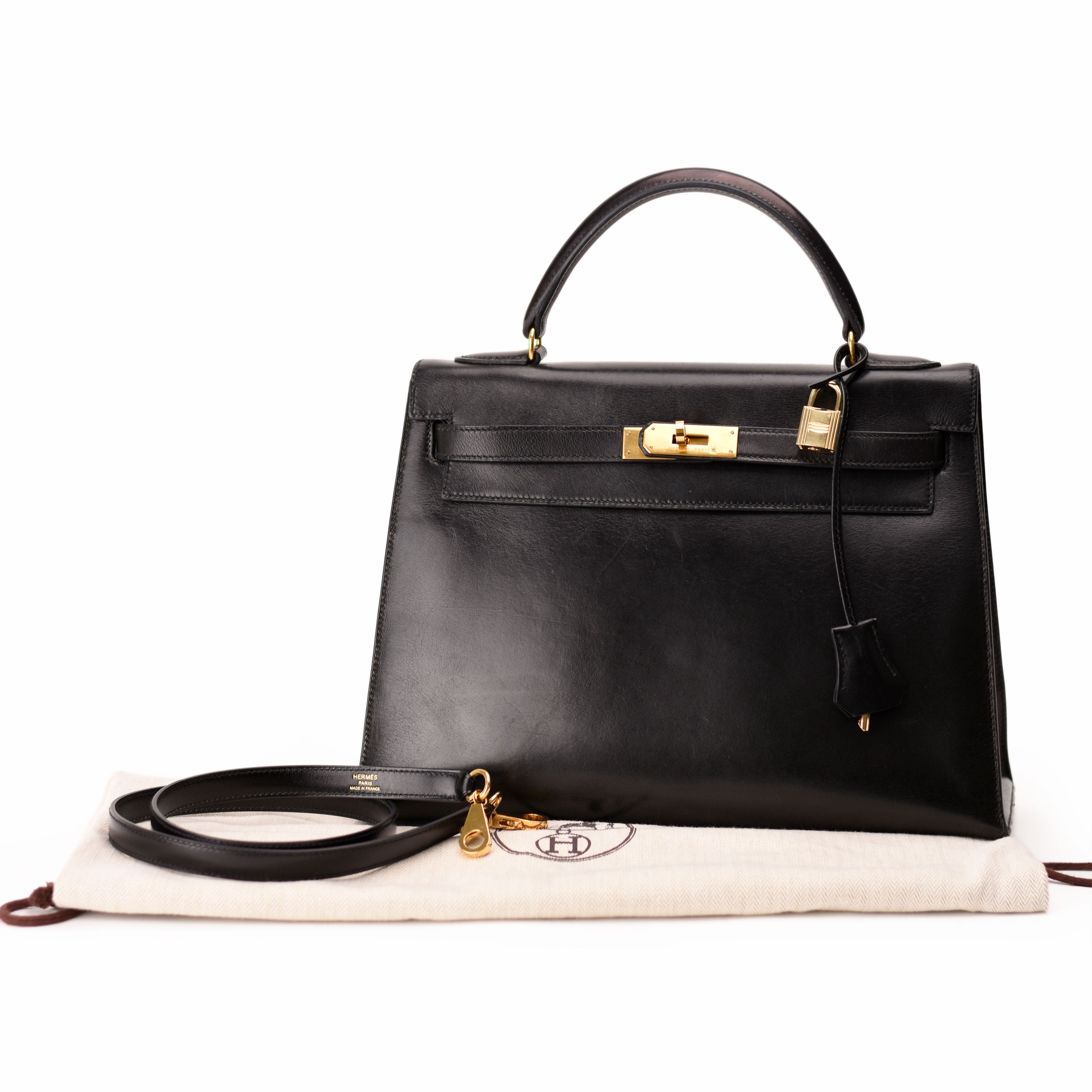 Hermès Kelly 32 Box Black GHW