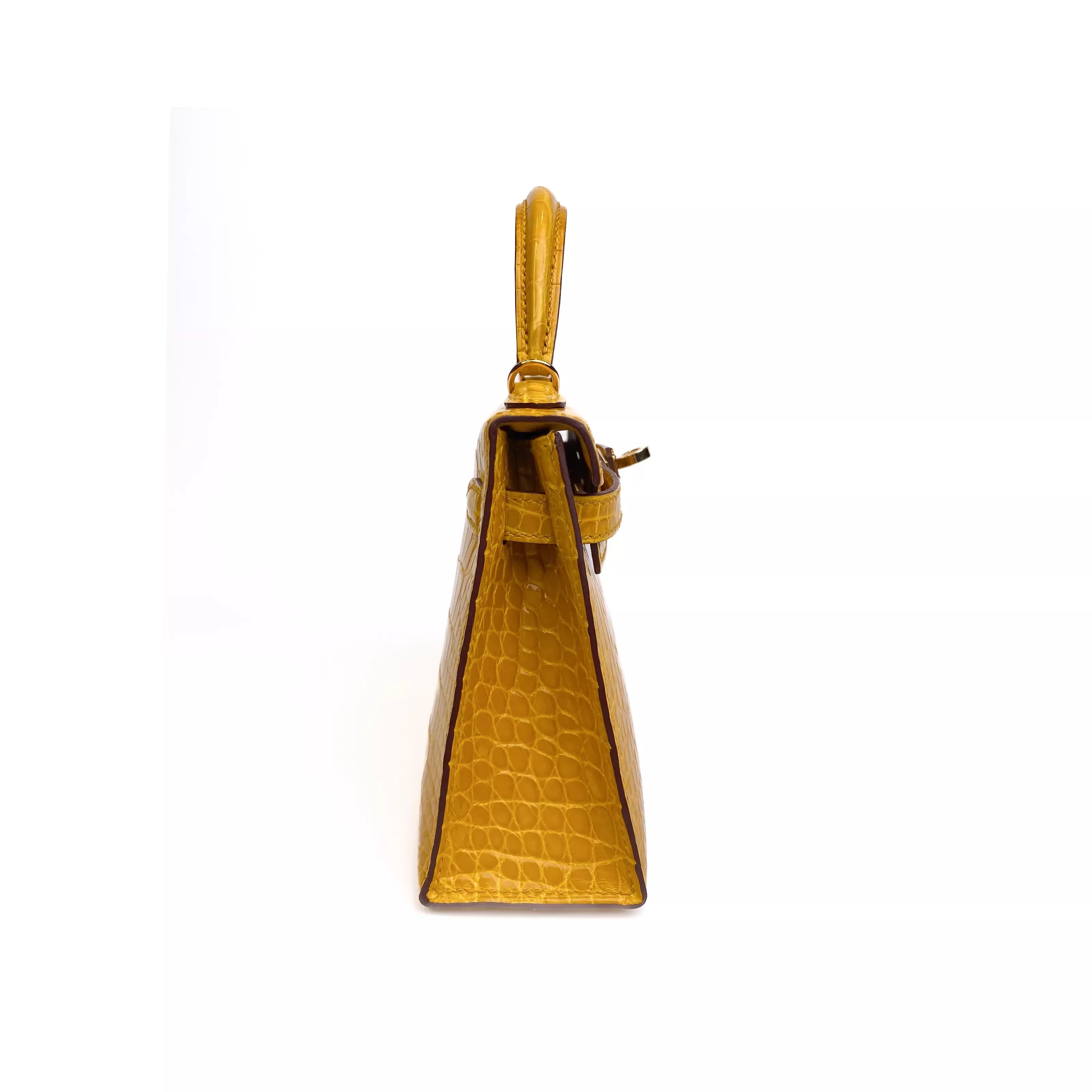 Hermes Kelly 20 Sellier Shiny Niloticus Croco Jaune D’Or GHW 4
