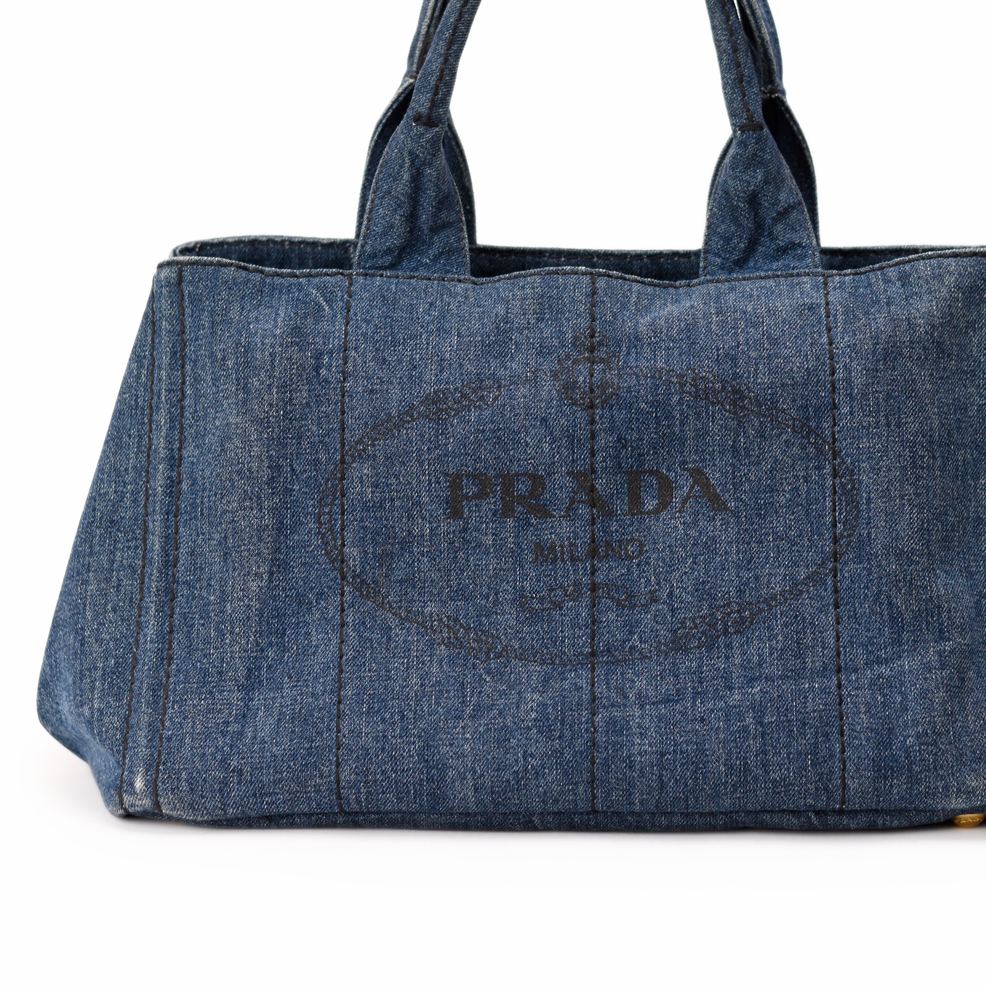 Prada Denim Canapa Logo Bag Large