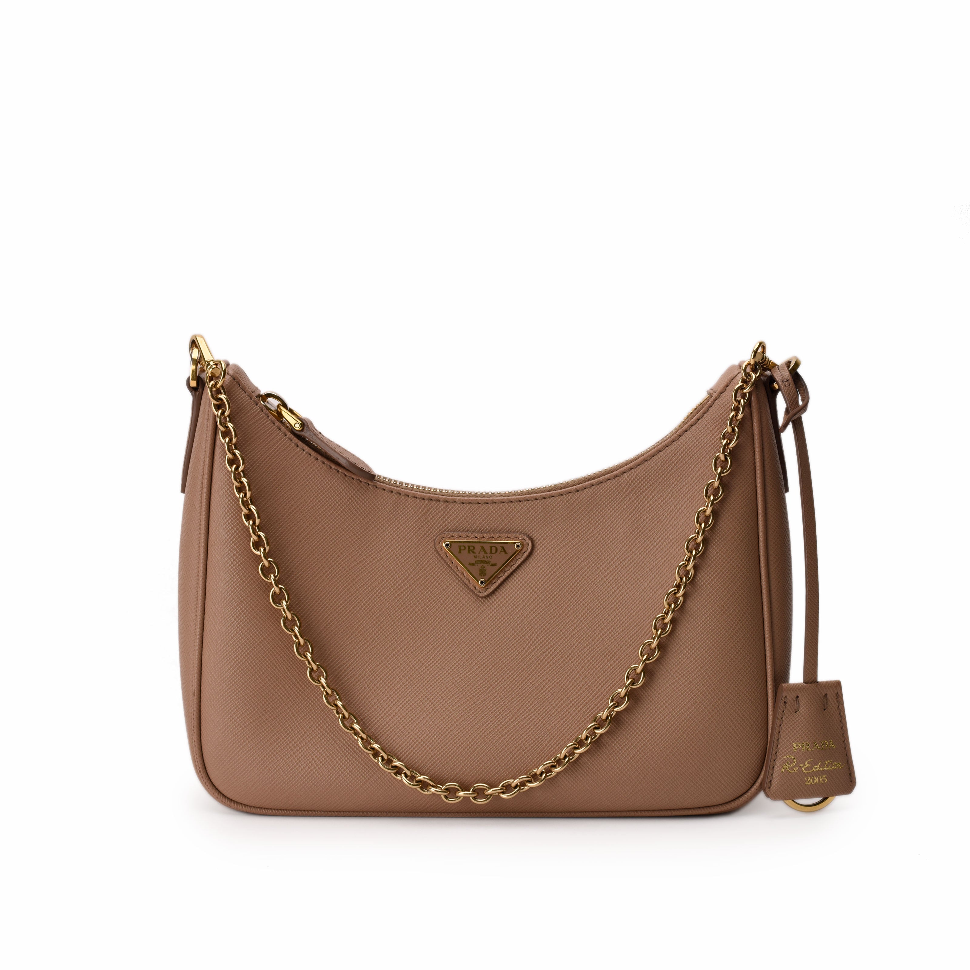 Prada Re-Edition 2005 Saffiano Leather Bag Cameo Beige