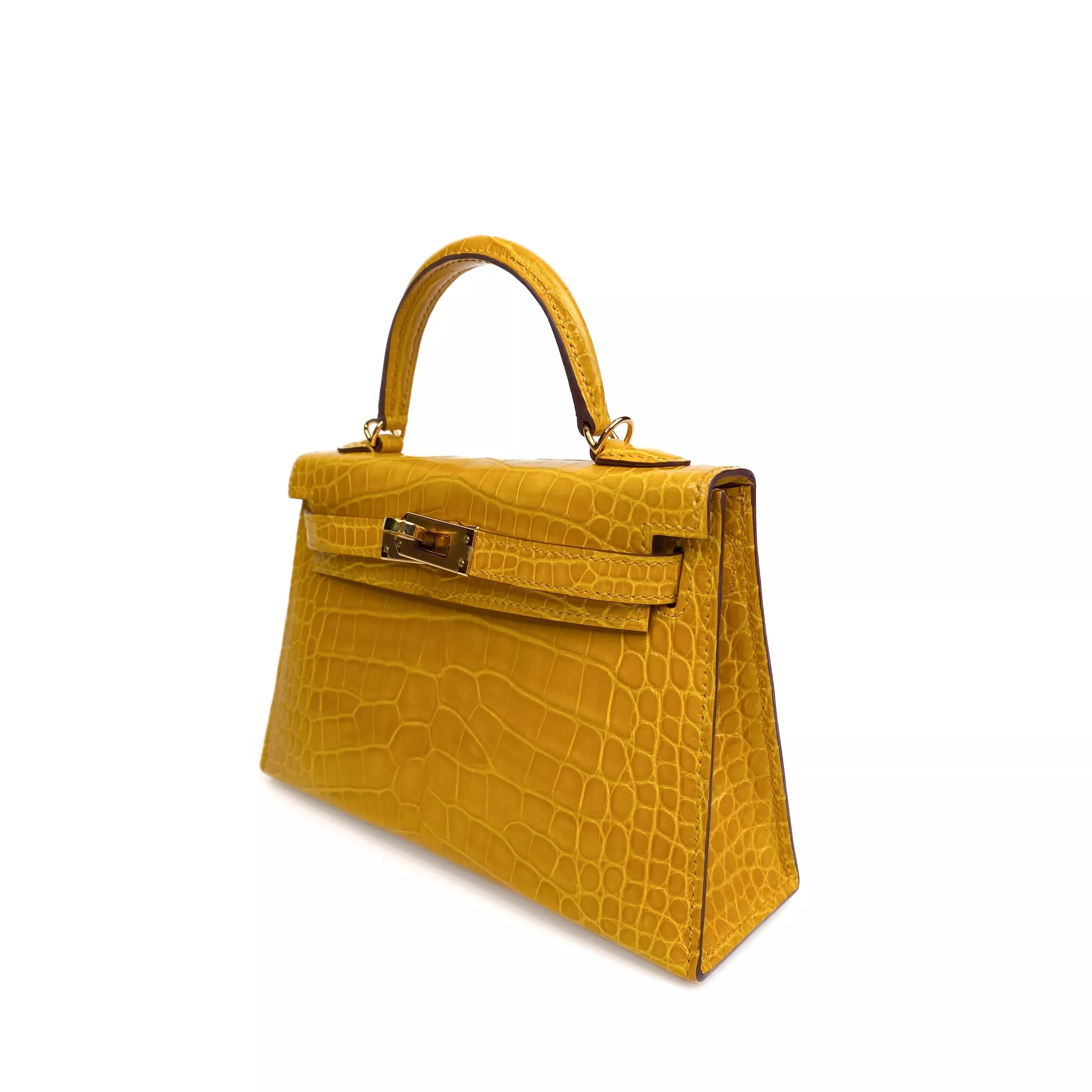 Hermes Kelly 20 Sellier Shiny Niloticus Croco Jaune D’Or GHW 8