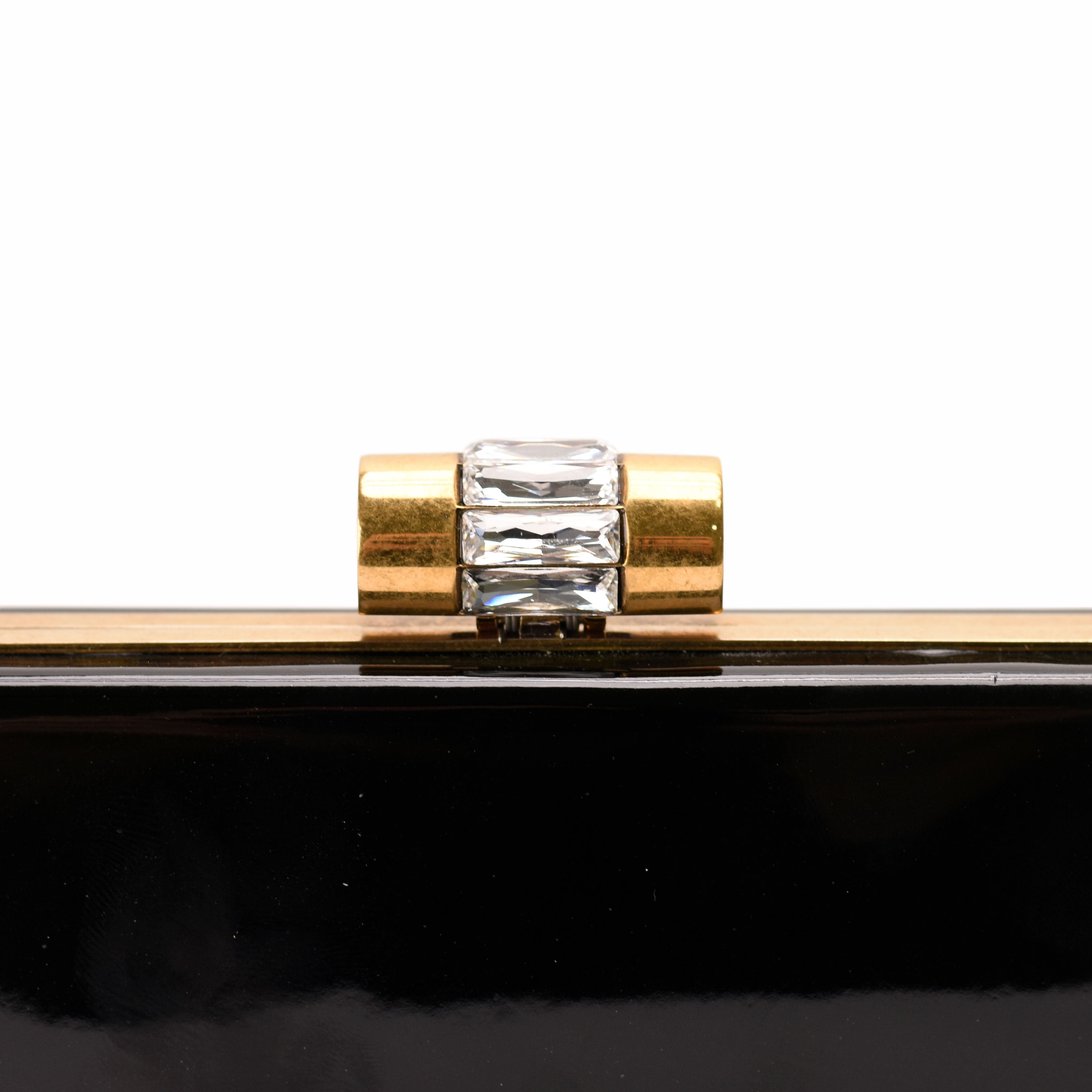 Saint Laurent Black Patent Leather Y Mail Envelope Clutch