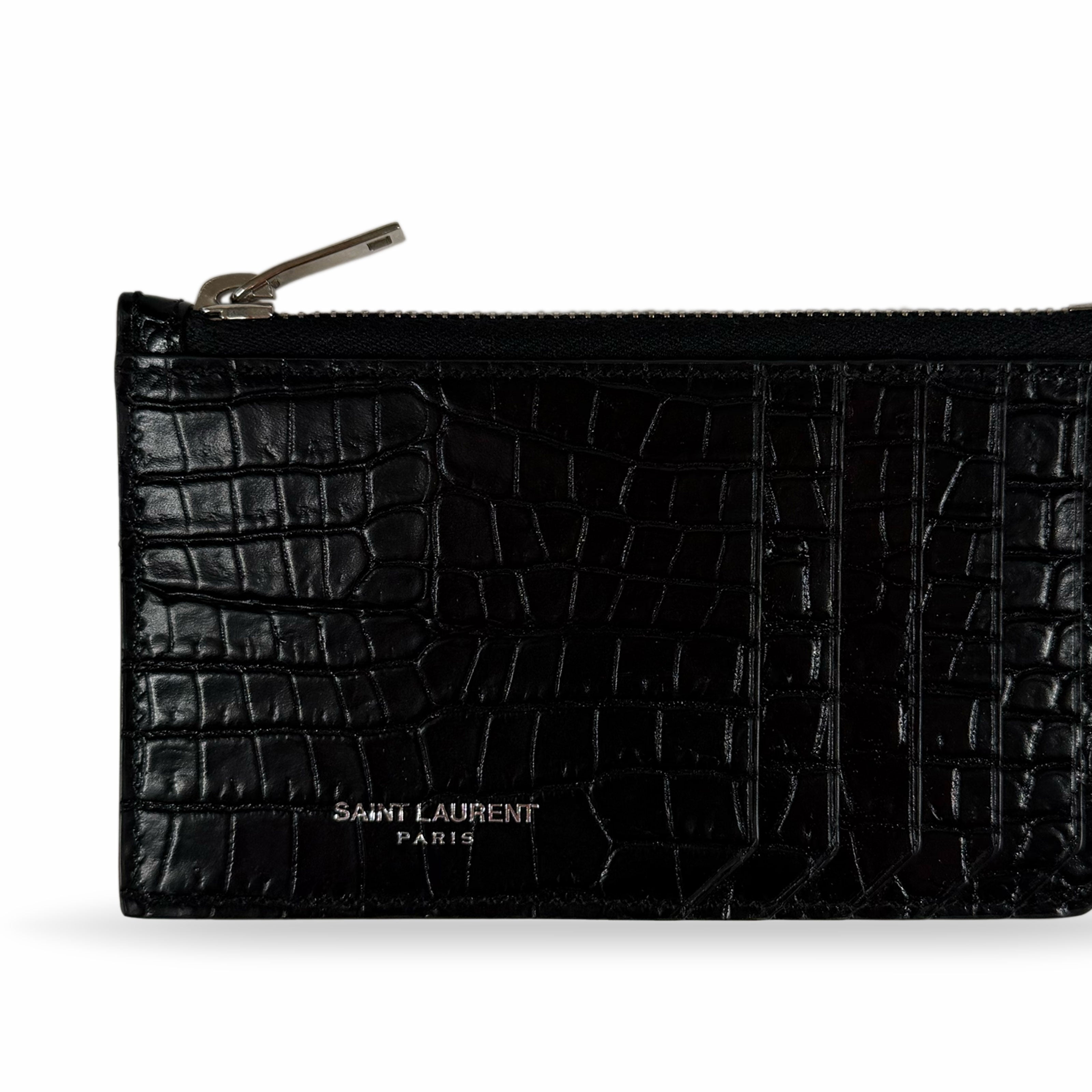 Saint Laurent Paris Zipped Card Holder Black